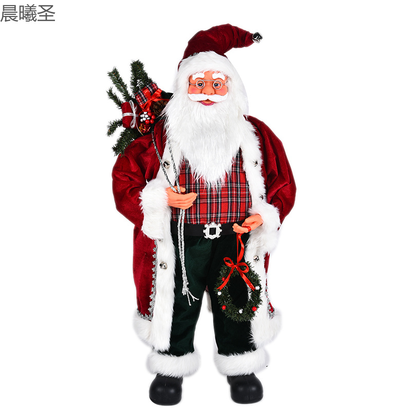 Santa Claus jacquard exchange for cross-border best-selling fabric Christmas dolls window decoration Christmas gifts 90cm Santa Claus Item Picture