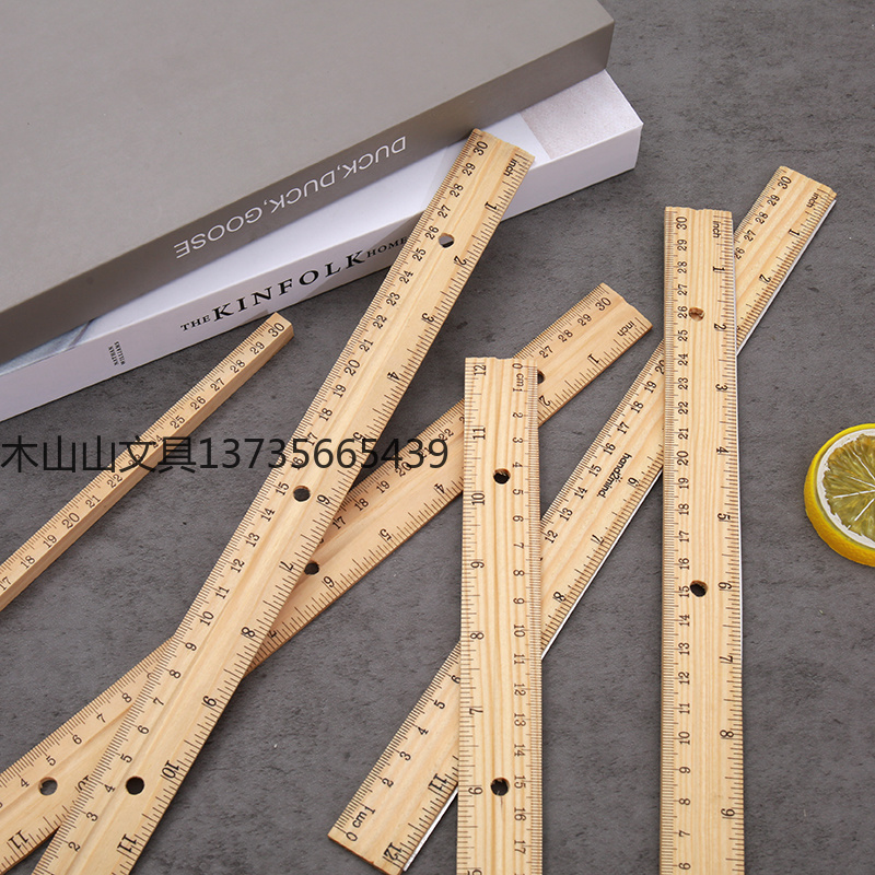 方形木尺单面双刻度尺子学生学习文具尺各种木头尺子定做详情3