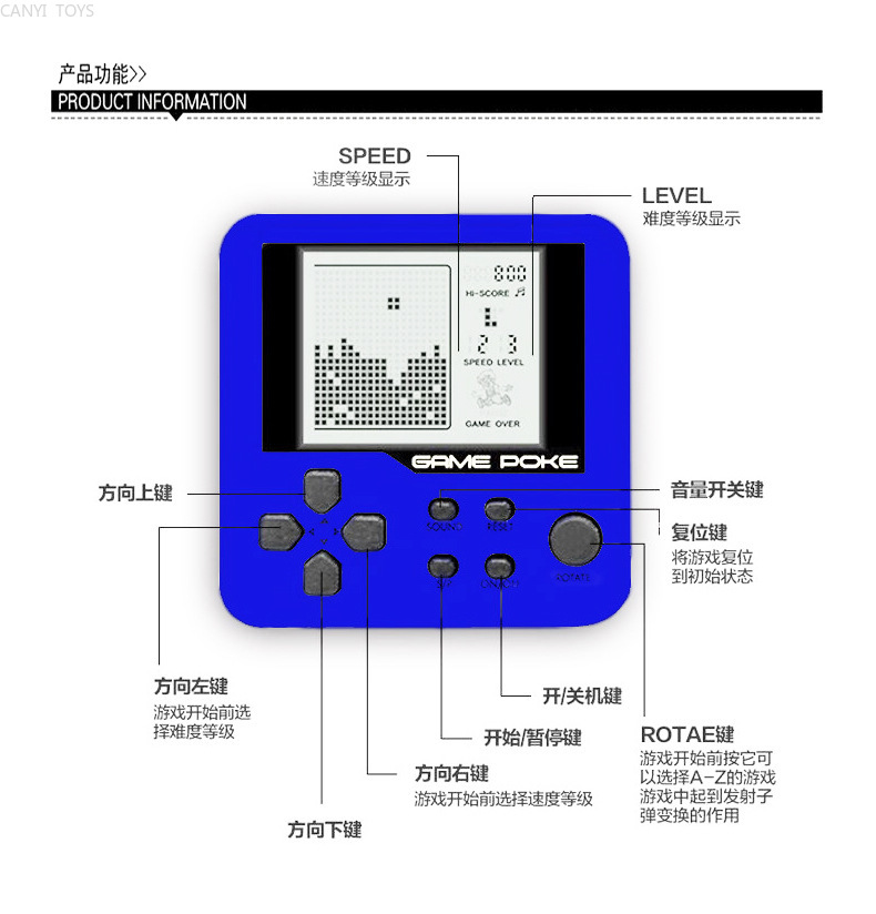 俄罗斯方块游戏机掌上儿童学生小型掌上迷你SUP游戏机礼品钥匙扣详情2