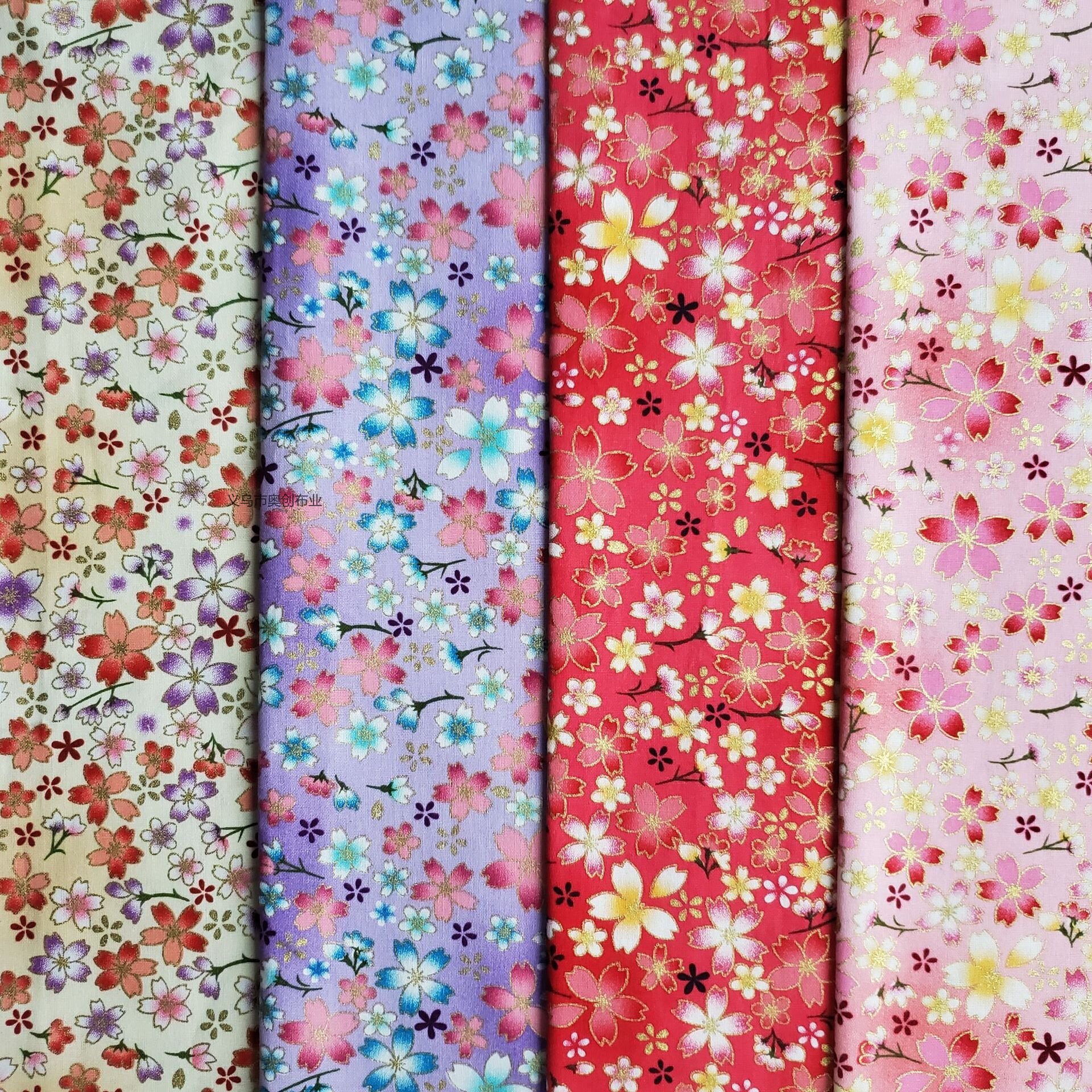 日系和风简约樱花碎花面料棉烫金印花服装箱包家纺DIY布料金粉布日式包包服饰手工拼布布艺详情1