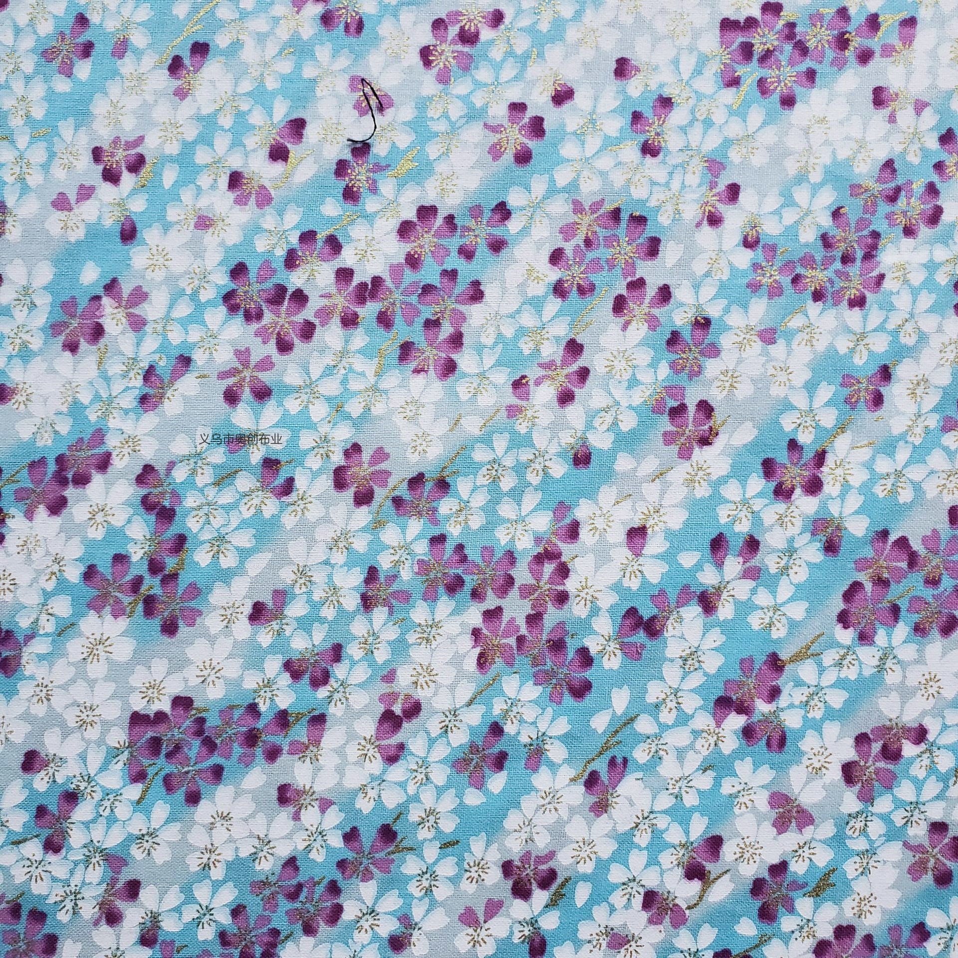 Japanese-style simple cherry blossom floral DIY fabric, all-cotton gilded printed clothing, bags, home textiles, gold powder fabric, Japanese-style bag and clothing fabric, handcrafted patchwork fabric art pic 5