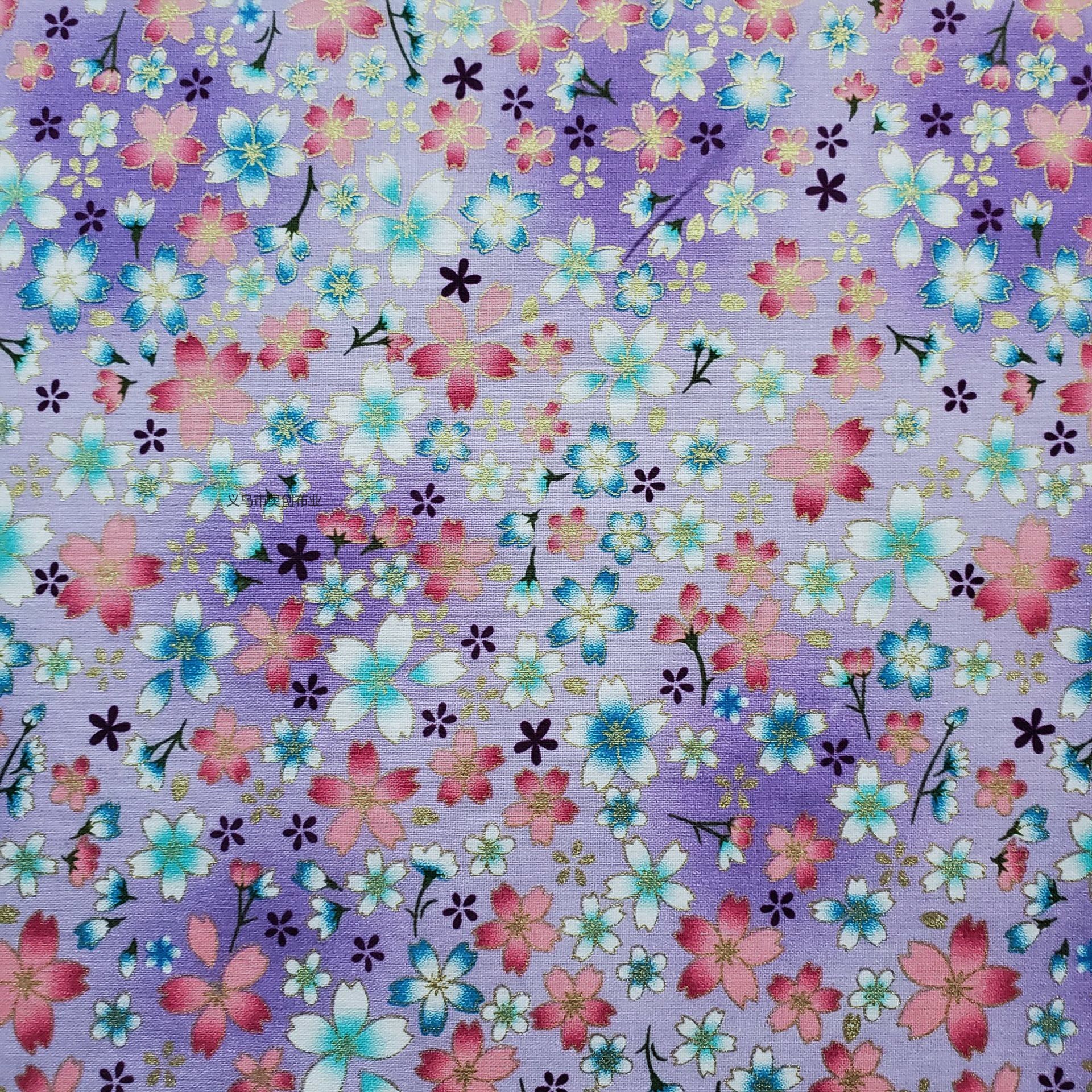 日系和风简约樱花碎花面料棉烫金印花服装箱包家纺DIY布料金粉布日式包包服饰手工拼布布艺详情2