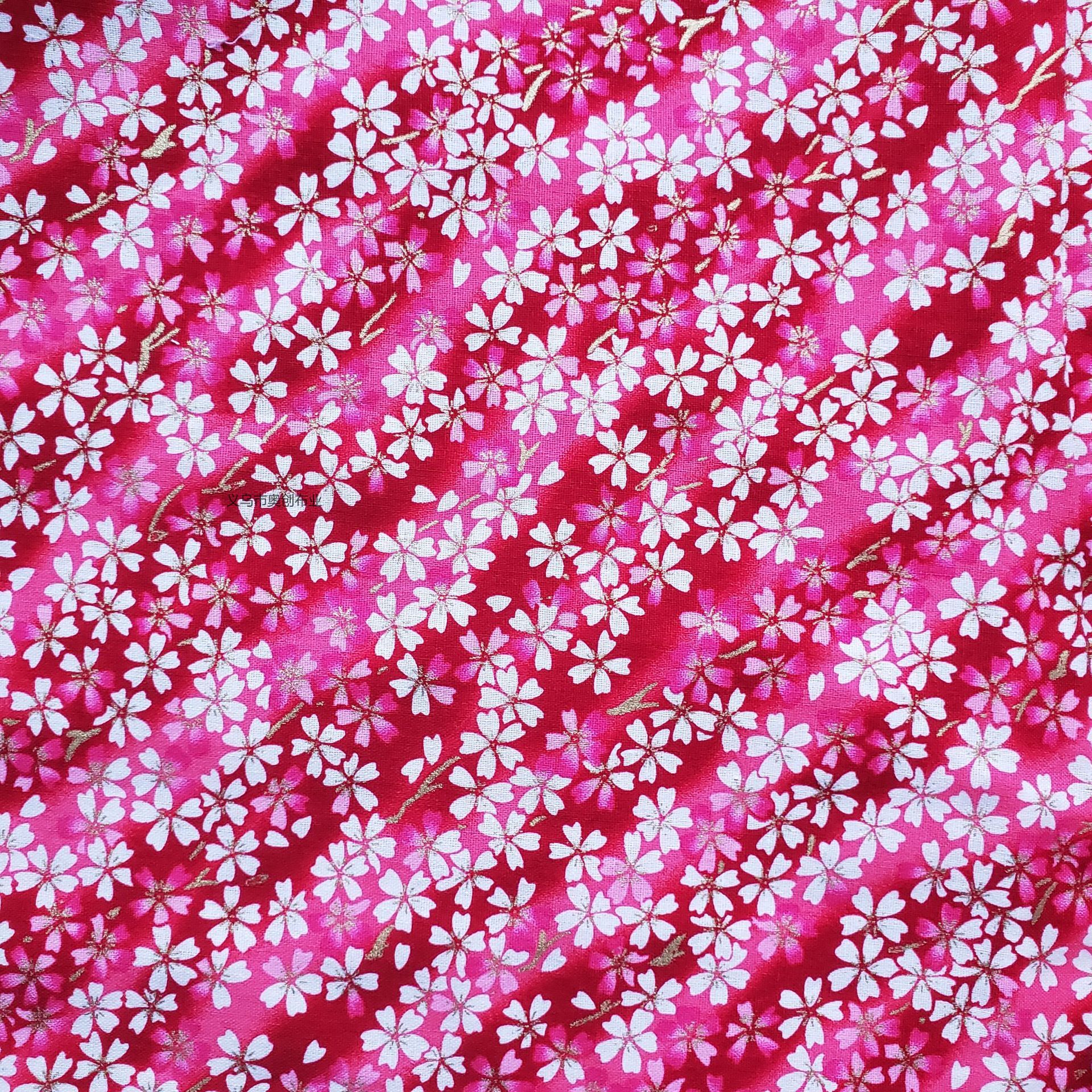Japanese-style simple cherry blossom floral DIY fabric, all-cotton gilded printed clothing, bags, home textiles, gold powder fabric, Japanese-style bag and clothing fabric, handcrafted patchwork fabric art pic 4