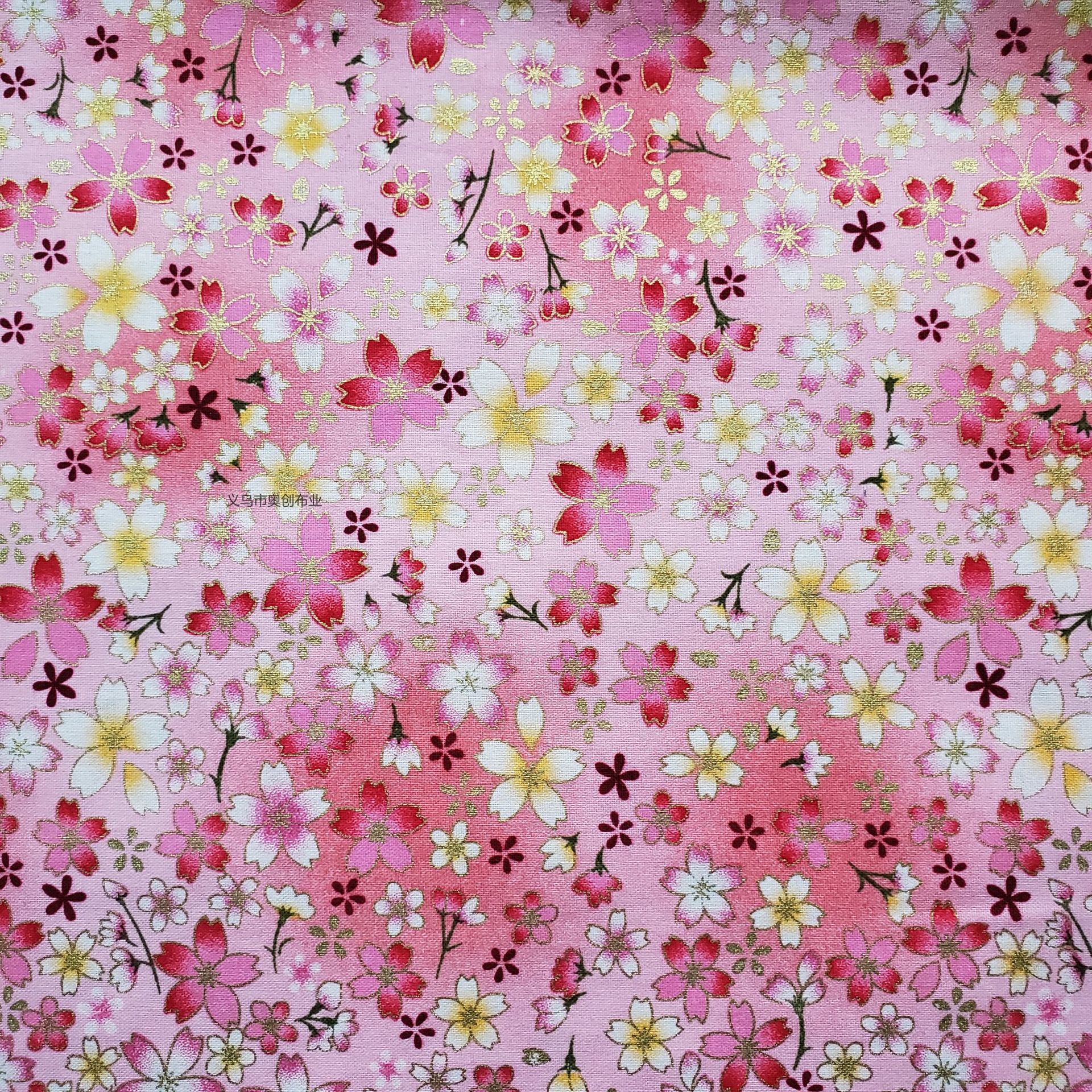 日系和风简约樱花碎花面料棉烫金印花服装箱包家纺DIY布料金粉布日式包包服饰手工拼布布艺详情5