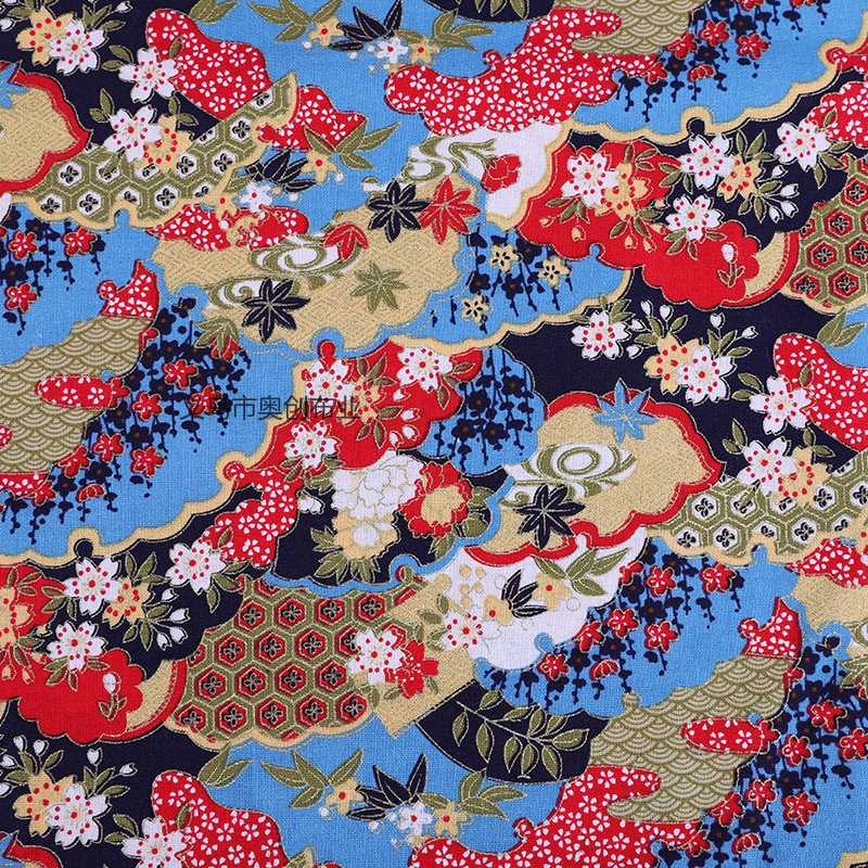 Ethnic turmoil, Bohemian printed fabric, all-cotton gilded handcrafted cheongsam clothing, home textiles, DIY craftsmanship, gold powder fabric, national trend fabric, bags, handcrafted patchwork fabric, art fabric pic 5