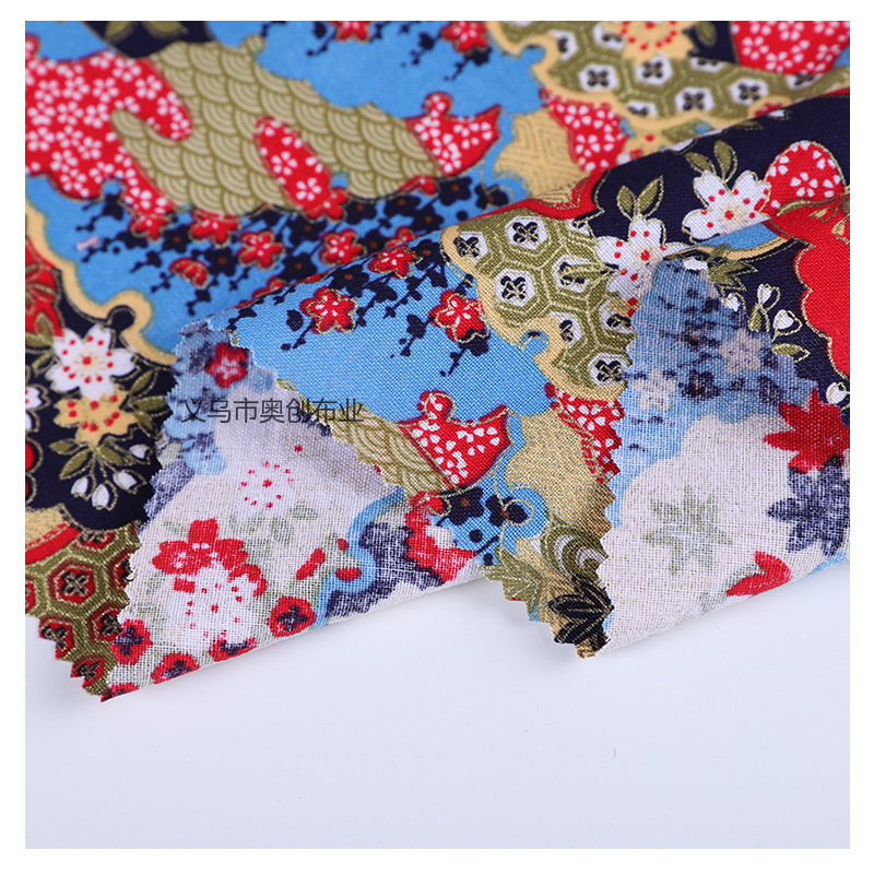 Ethnic turmoil, Bohemian printed fabric, all-cotton gilded handcrafted cheongsam clothing, home textiles, DIY craftsmanship, gold powder fabric, national trend fabric, bags, handcrafted patchwork fabric, art fabric pic 4