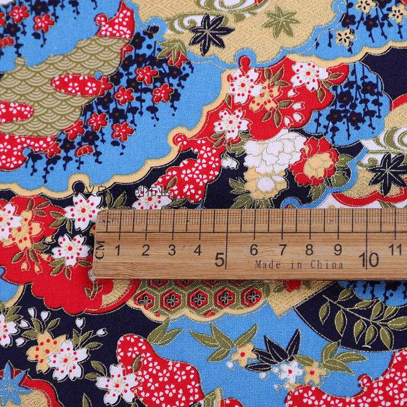 Ethnic turmoil, Bohemian printed fabric, all-cotton gilded handcrafted cheongsam clothing, home textiles, DIY craftsmanship, gold powder fabric, national trend fabric, bags, handcrafted patchwork fabric, art fabric pic 3