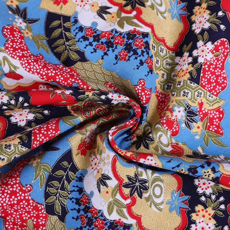 Ethnic turmoil, Bohemian printed fabric, all-cotton gilded handcrafted cheongsam clothing, home textiles, DIY craftsmanship, gold powder fabric, national trend fabric, bags, handcrafted patchwork fabric, art fabric pic 2