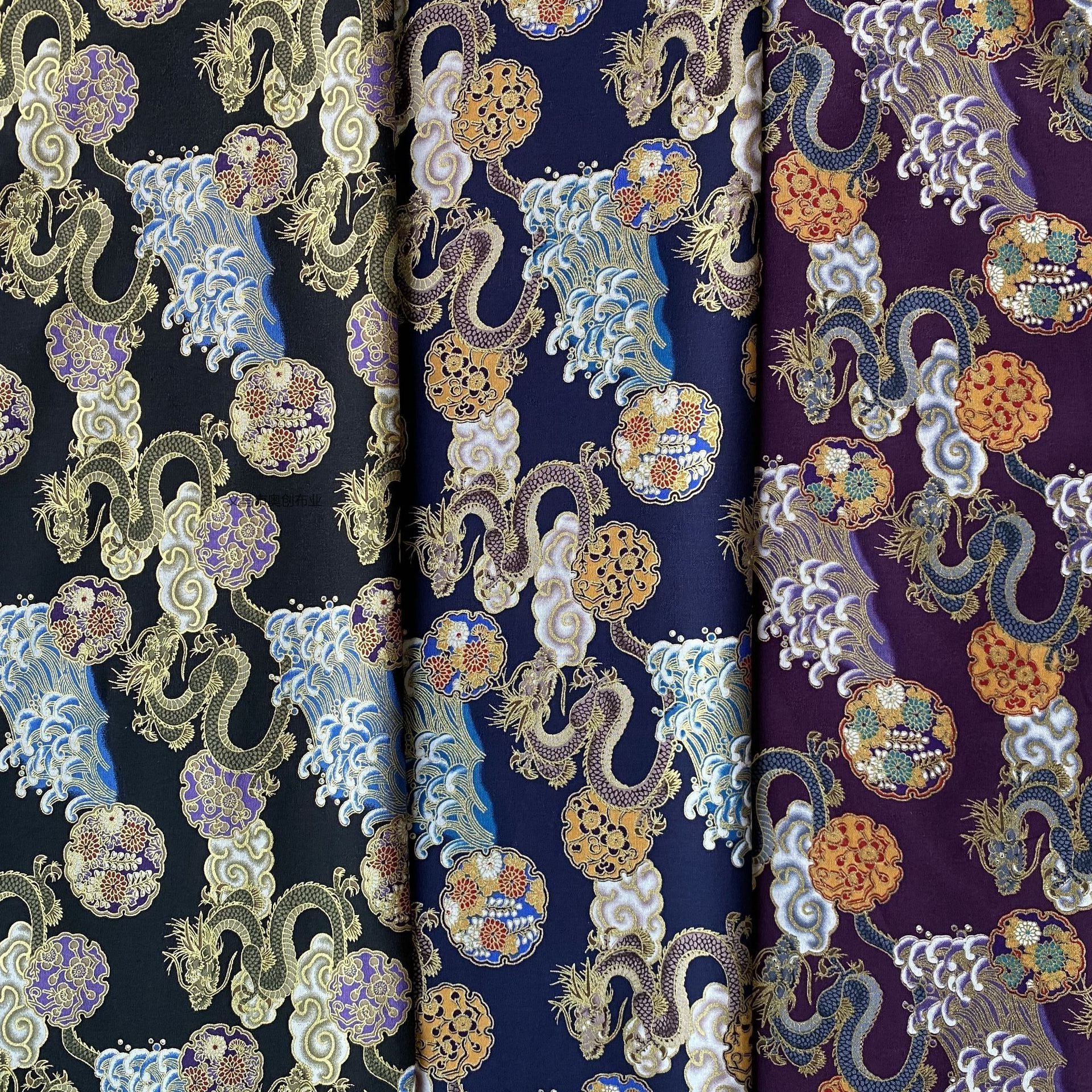 All-cotton gilded ancient-style fabric, Chinese-style cheongsam, dragon robe, stage performance costume, DIY handicraft fabric, gold powder fabric, Hanfu, Chinese-style and trendy handcrafted patchwork fabric art pic 1