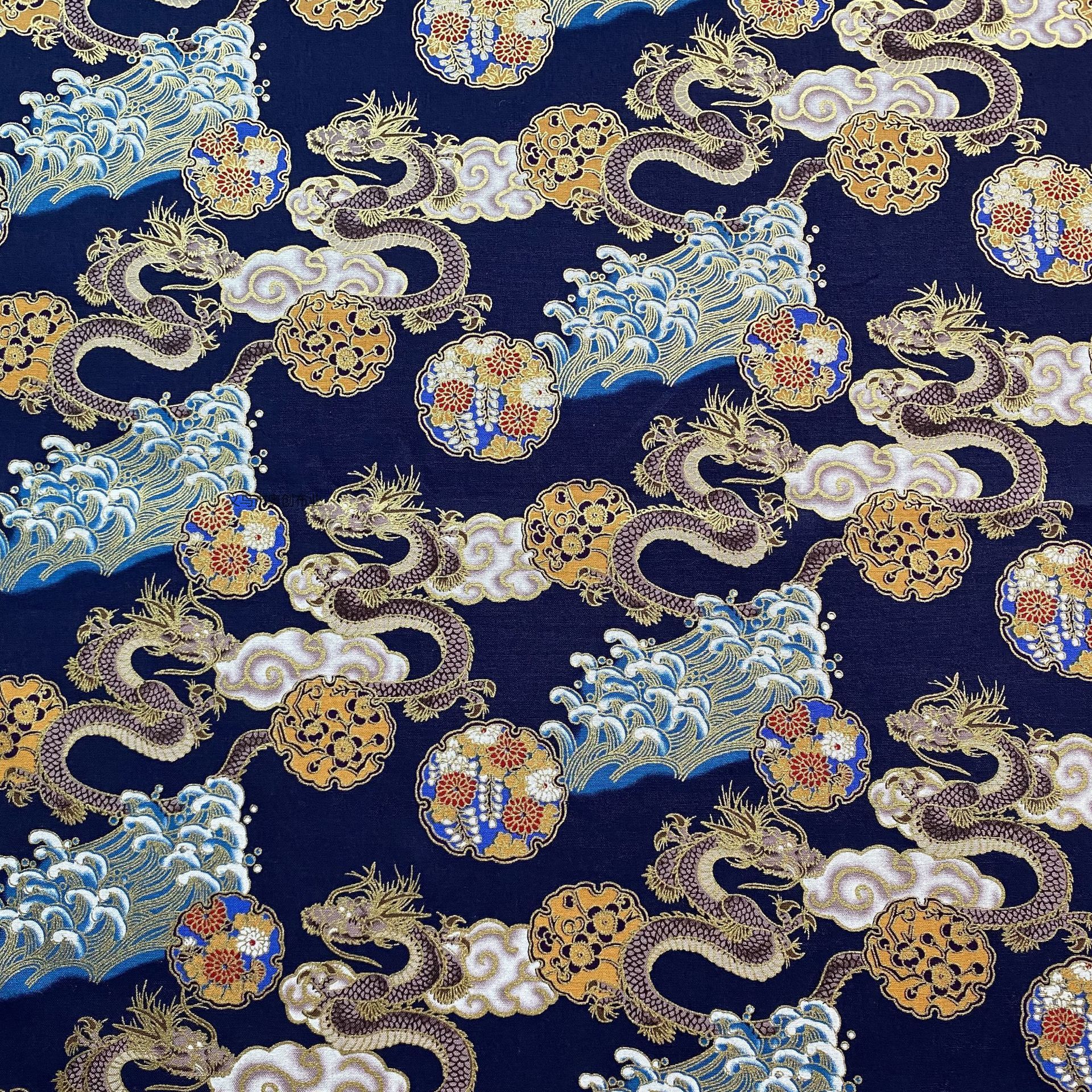 All-cotton gilded ancient-style fabric, Chinese-style cheongsam, dragon robe, stage performance costume, DIY handicraft fabric, gold powder fabric, Hanfu, Chinese-style and trendy handcrafted patchwork fabric art pic 2