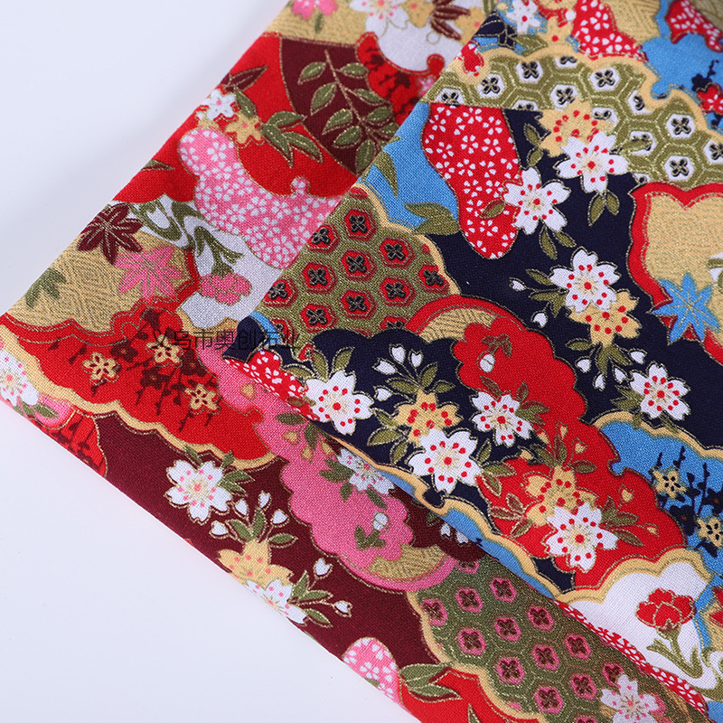 Ethnic turmoil, Bohemian printed fabric, all-cotton gilded handcrafted cheongsam clothing, home textiles, DIY craftsmanship, gold powder fabric, national trend fabric, bags, handcrafted patchwork fabric, art fabric pic 1