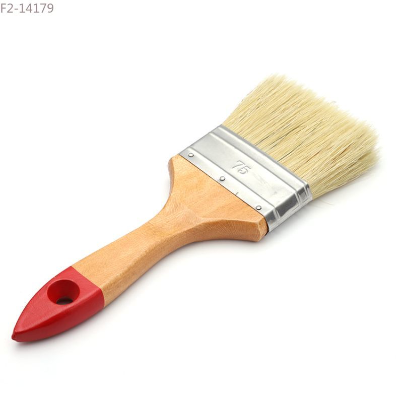 High-end paintbrushes. Wooden-handled paintbrushes, white-bristled brushes Specification image