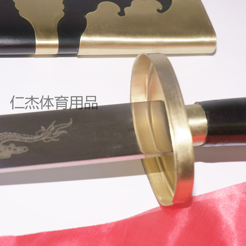 武术专用软半硬表演刀印龙黑色不锈钢刀片详情6
