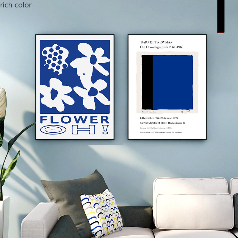 北欧风法式小众极简克莱因蓝白色现代简约客厅组合装饰画详情12
