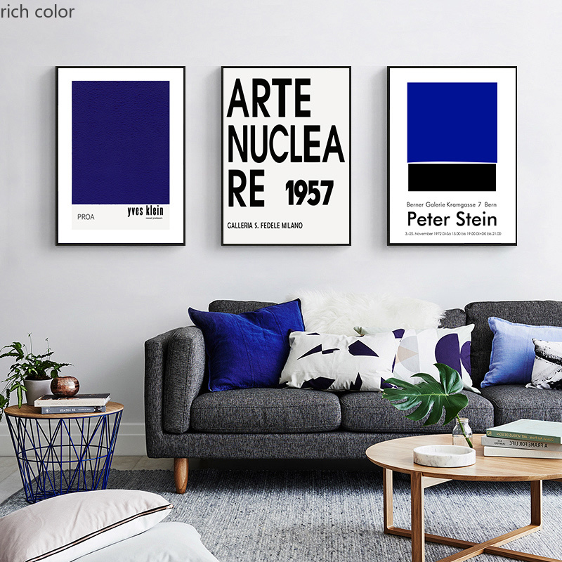 北欧风法式小众极简克莱因蓝白色现代简约客厅组合装饰画详情6