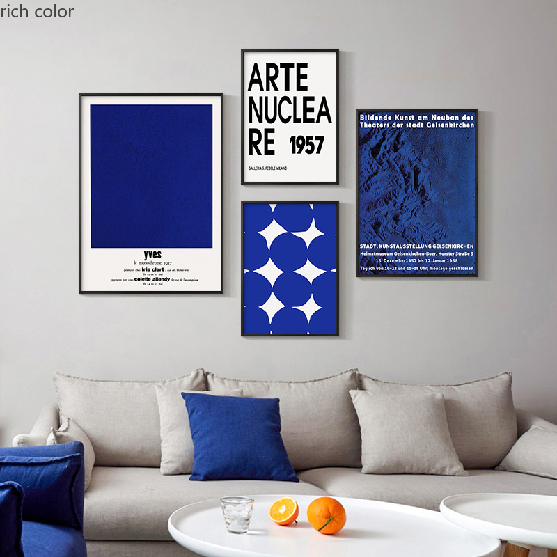 北欧风法式小众极简克莱因蓝白色现代简约客厅组合装饰画详情7