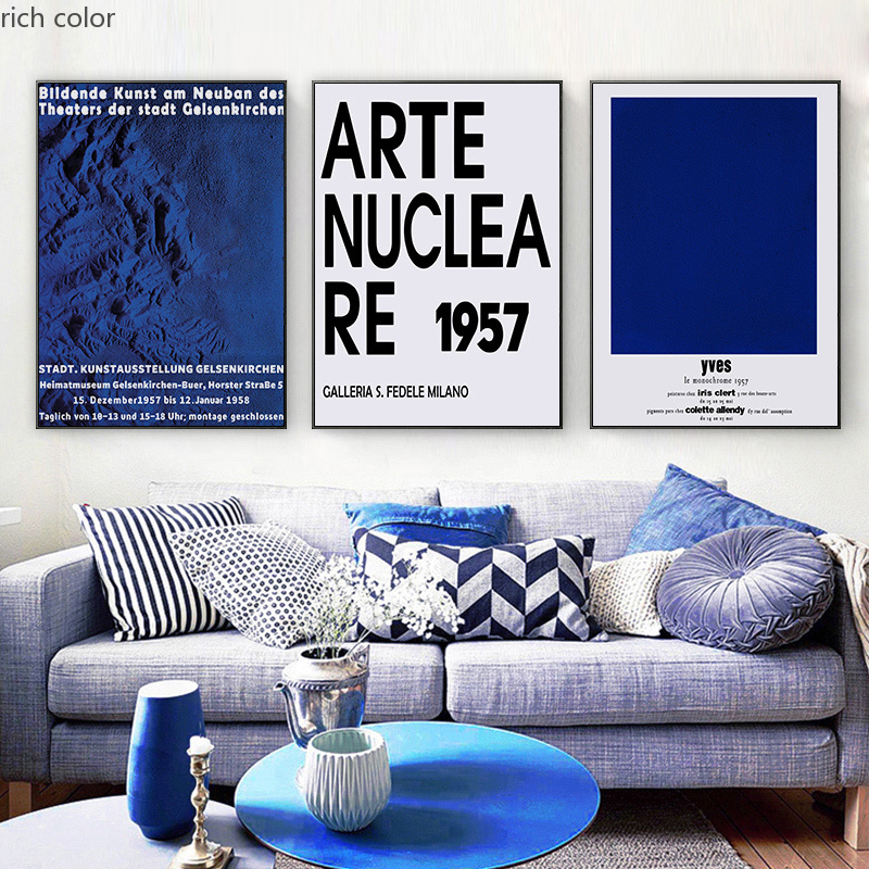 北欧风法式小众极简克莱因蓝白色现代简约客厅组合装饰画详情9