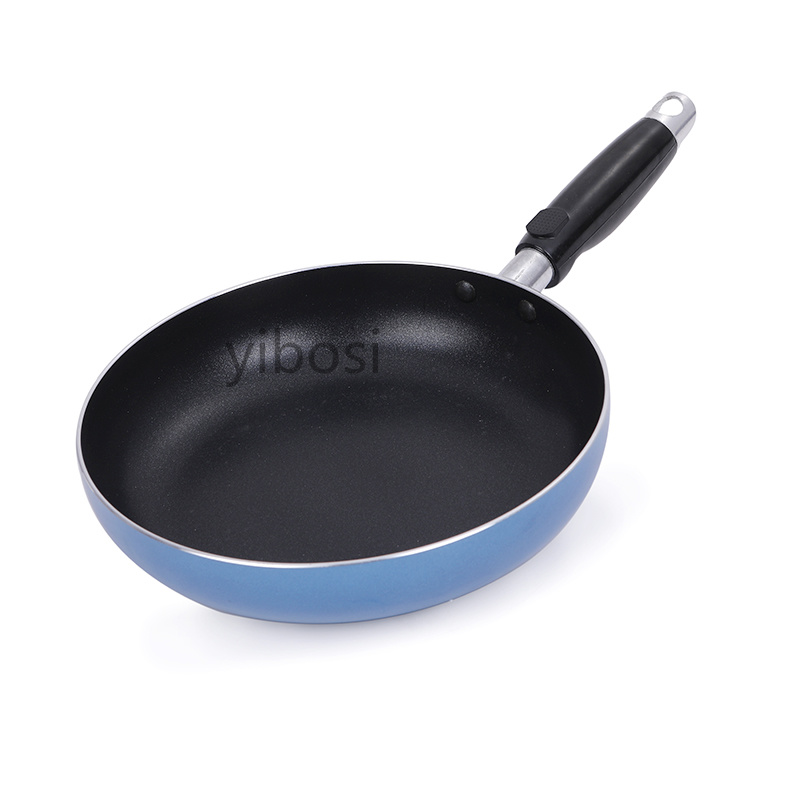 High-quality stainless steel frying pan, flat-bottomed egg and steak frying pan, household antibacterial aluminum pan