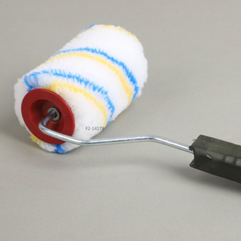 The roller brush is a 4-inch blue-yellow striped brush with a diameter of 40 Specification image