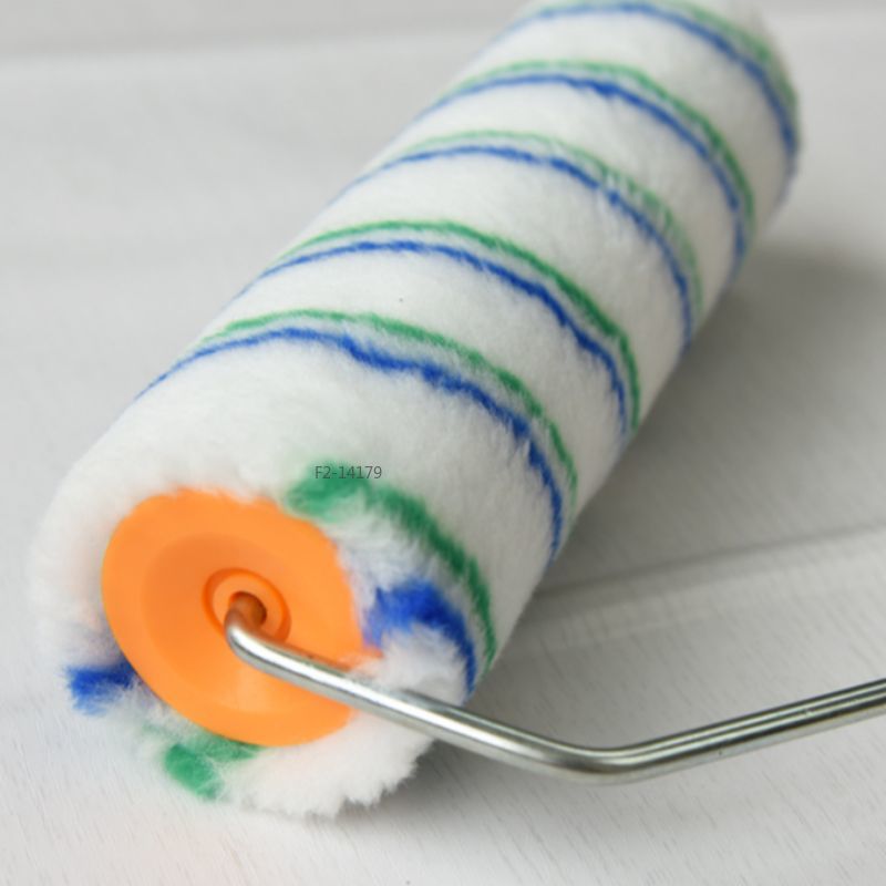 The roller brush is a high-end blue-green striped color model with a 9-inch orange handle Specification image