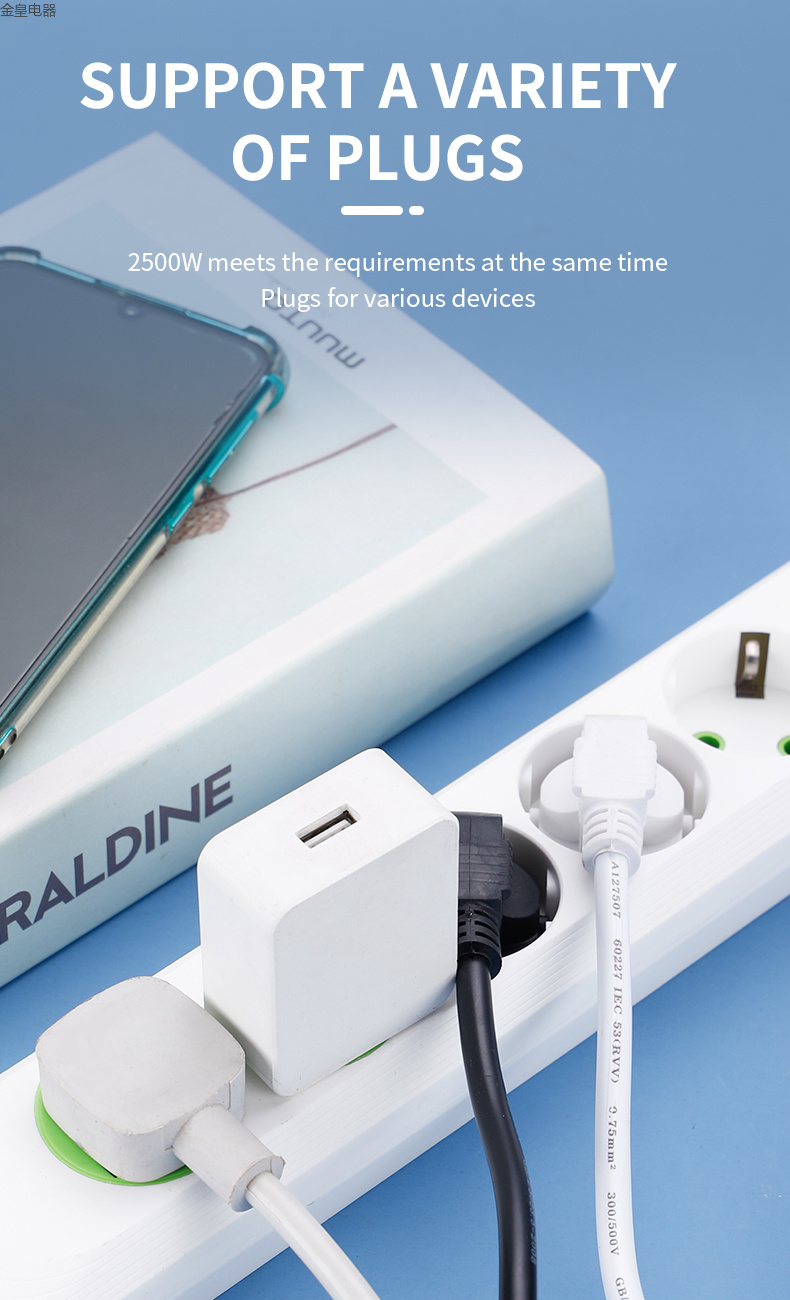 亚马逊 跨境电商 欧式孔  万能孔 USB TYPE-C 手机充电 欧标 欧规 欧孔 欧标插排 插座 外贸插线详情4