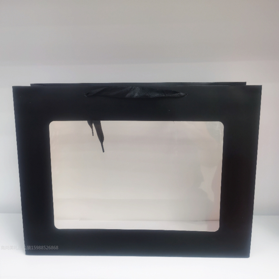 Window Panel Transparent Gift Bag Valentine's Day Father's Day Mother's Day Graduation Season General Paper Bag Can Be Retail Can Be Wholesale Specification drawing