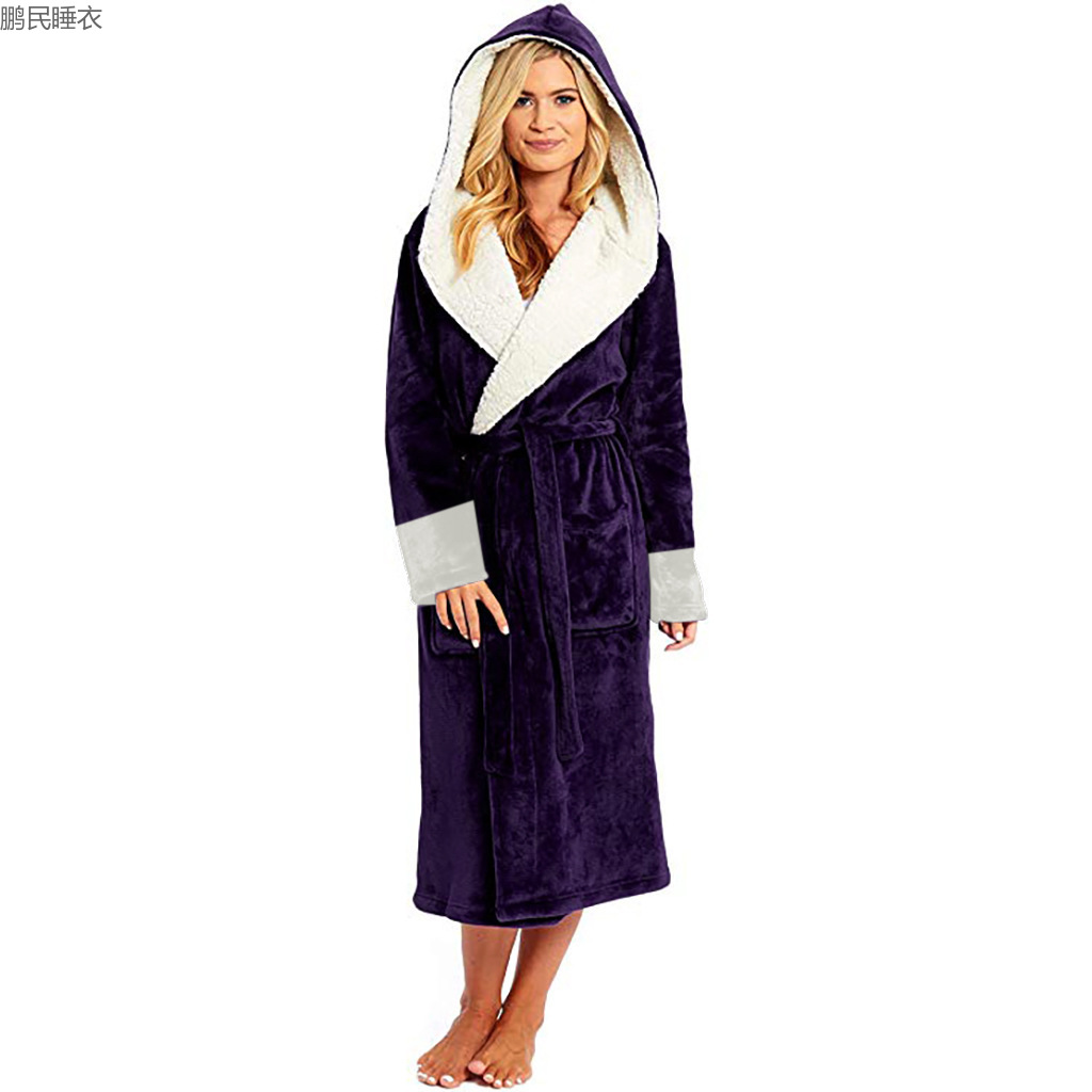 2023 New With Edge Bathrobe Heavy Pajamas Couples Winter Heavy Flannel Bathrobe details Picture