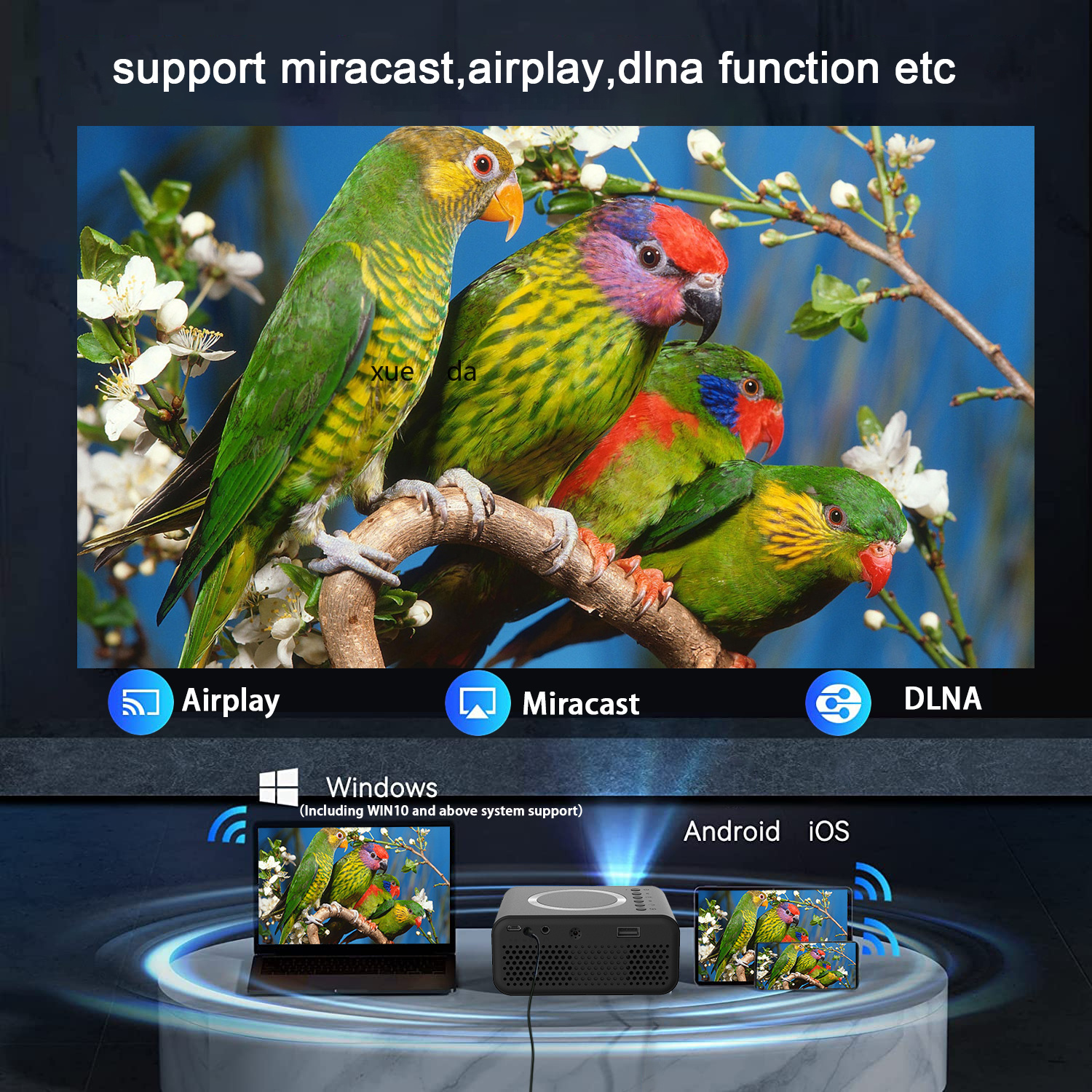 新品YT300家用便携式迷你微型投影仪小型家庭无线手机投影仪详情3