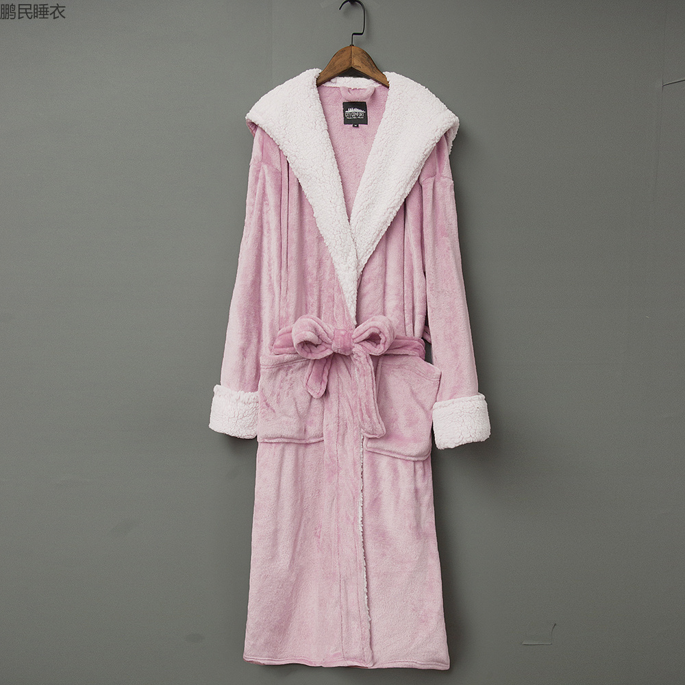 2023 New With Edge Bathrobe Heavy Pajamas Couples Winter Heavy Flannel Bathrobe Specification drawing