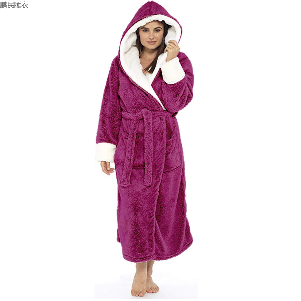 2023 New With Edge Bathrobe Heavy Pajamas Couples Winter Heavy Flannel Bathrobe