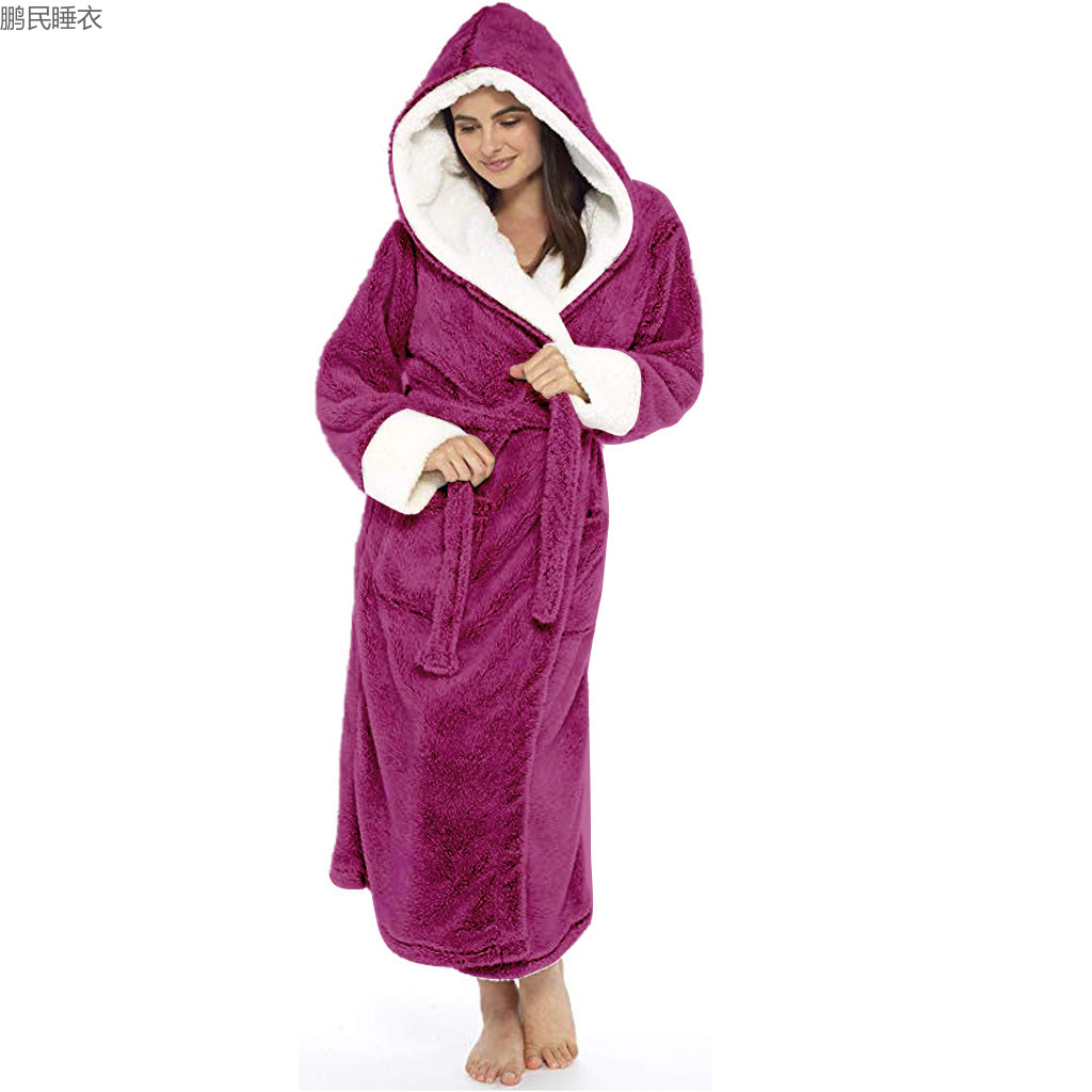 2023 New With Edge Bathrobe Heavy Pajamas Couples Winter Heavy Flannel Bathrobe Item Picture
