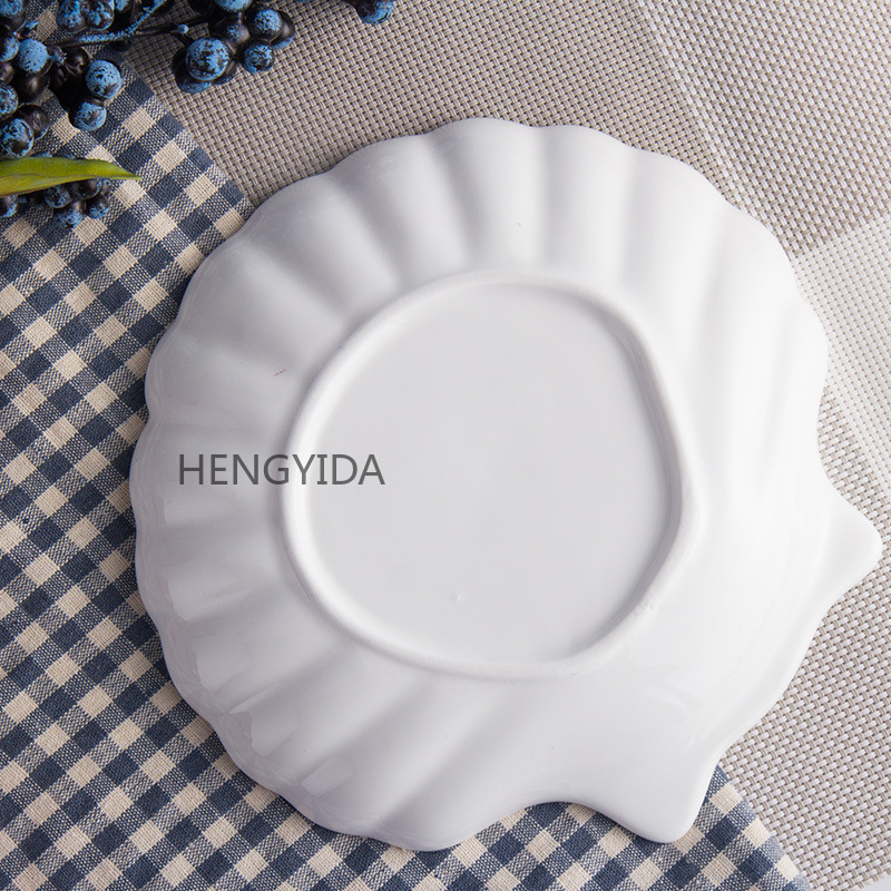 酒店用品陶瓷餐具瓷碗纯白贝壳瓷盘子烤盘碟子小菜碟详情6