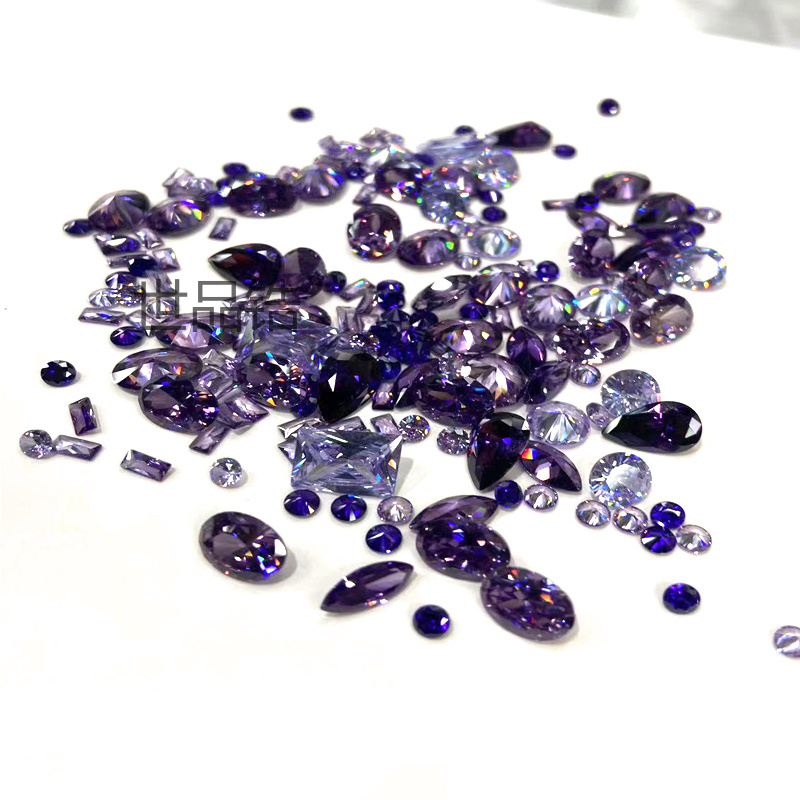 锆石彩色紫色混装裸石宝石DIY配件锆石手机美甲锆石批发详情2
