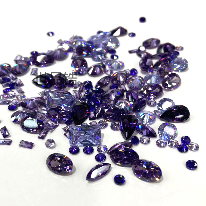 锆石彩色紫色混装裸石宝石DIY配件锆石手机美甲锆石批发详情1