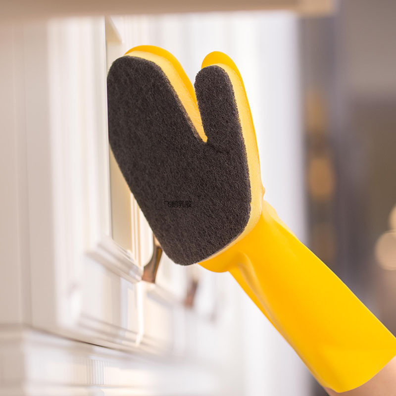 百洁布清洁乳胶手套厨房刷碗家用清洁橡胶手套 家务洗碗黑色图