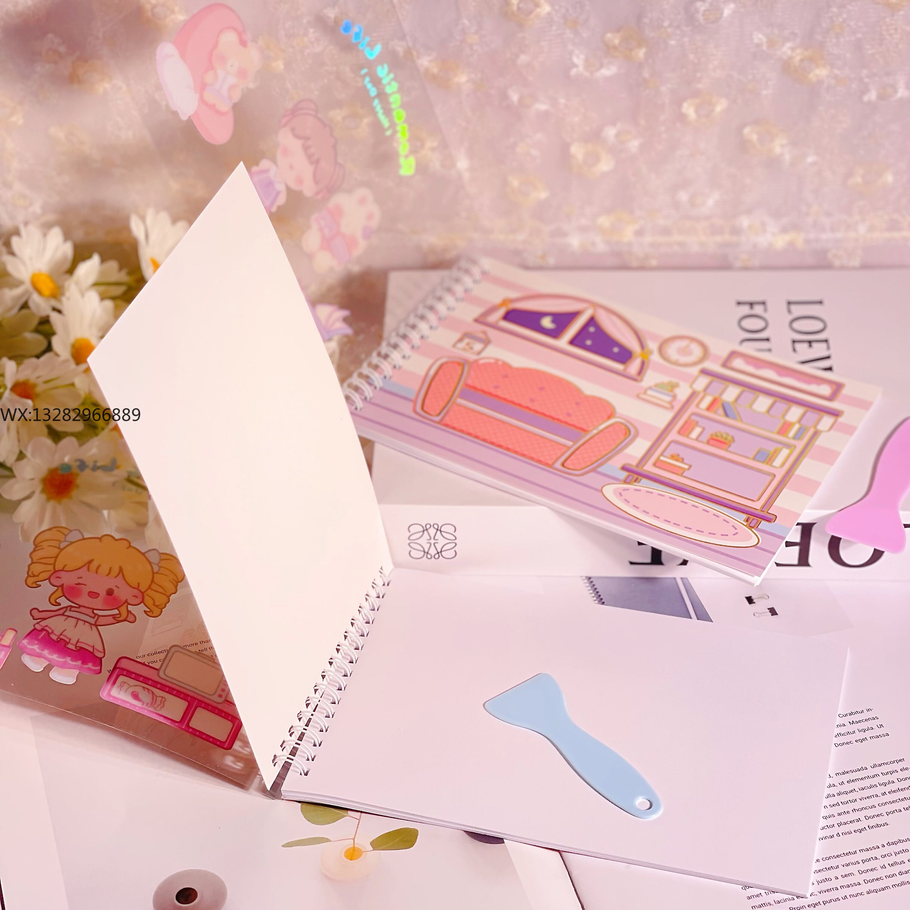 Cute coil side-flipping A5 planner coil release book Planner sticker collection album loose-leaf shovel sticker storage Item Picture