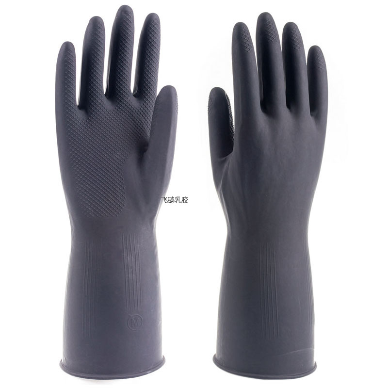 黑色工业手套劳保防护工厂批发耐酸碱乳胶家用清洁橡胶手套详情1