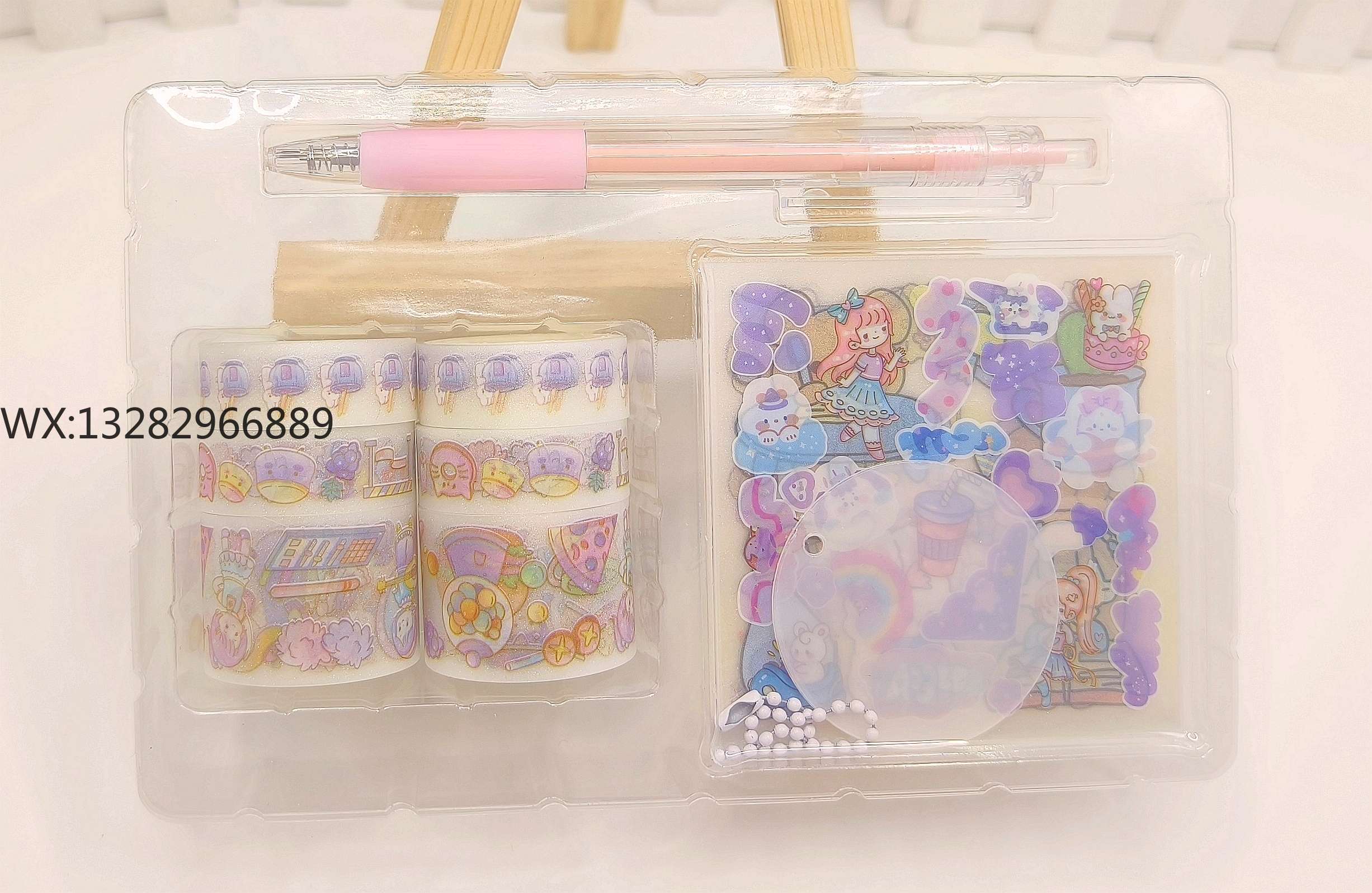 DIY Guka Journal Tape Set, portable cute girl Cartoon animal journal post, acrylic Guka Item Picture