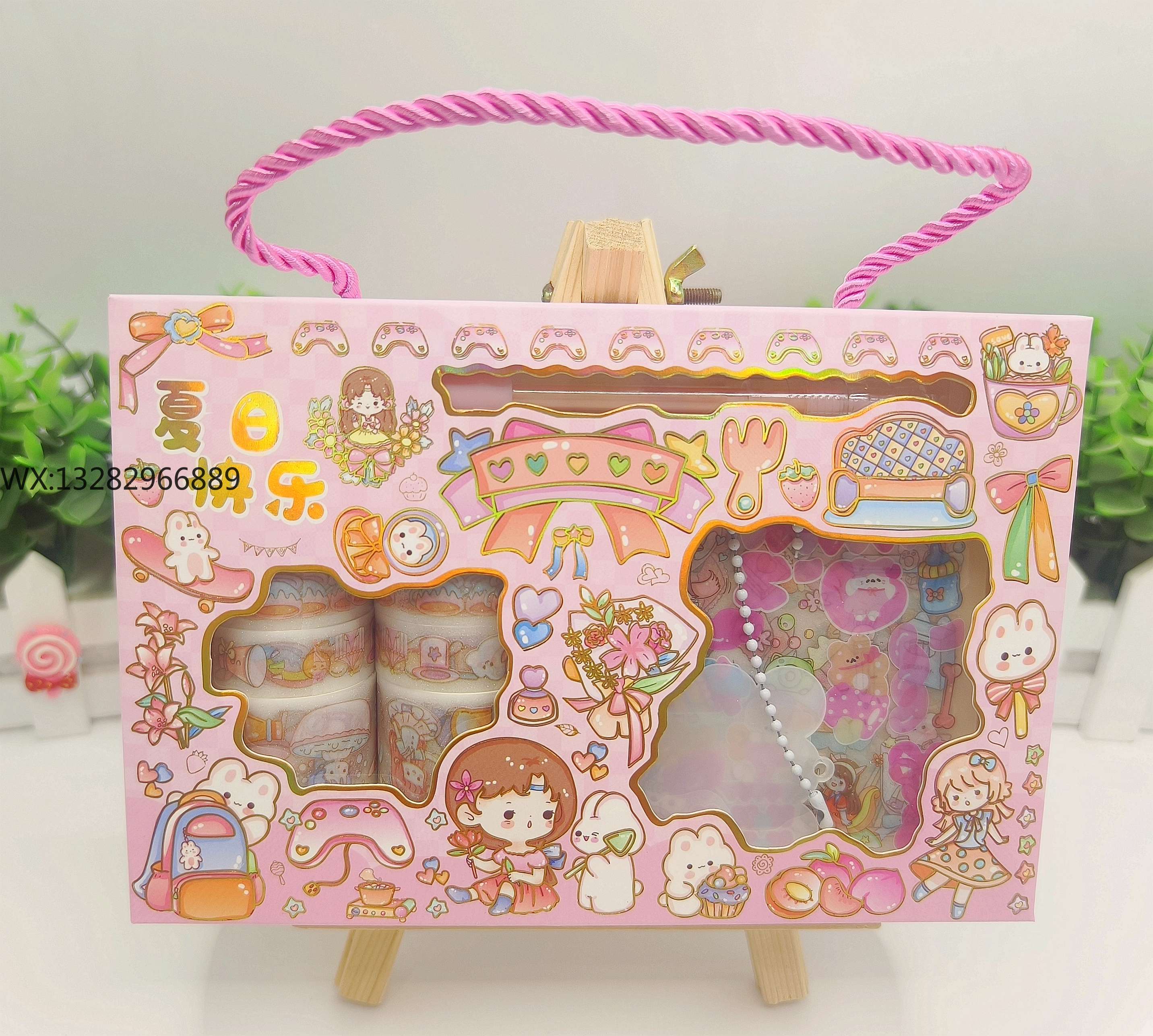 DIY Guka Journal Tape Set, portable cute girl Cartoon animal journal post, acrylic Guka details Picture
