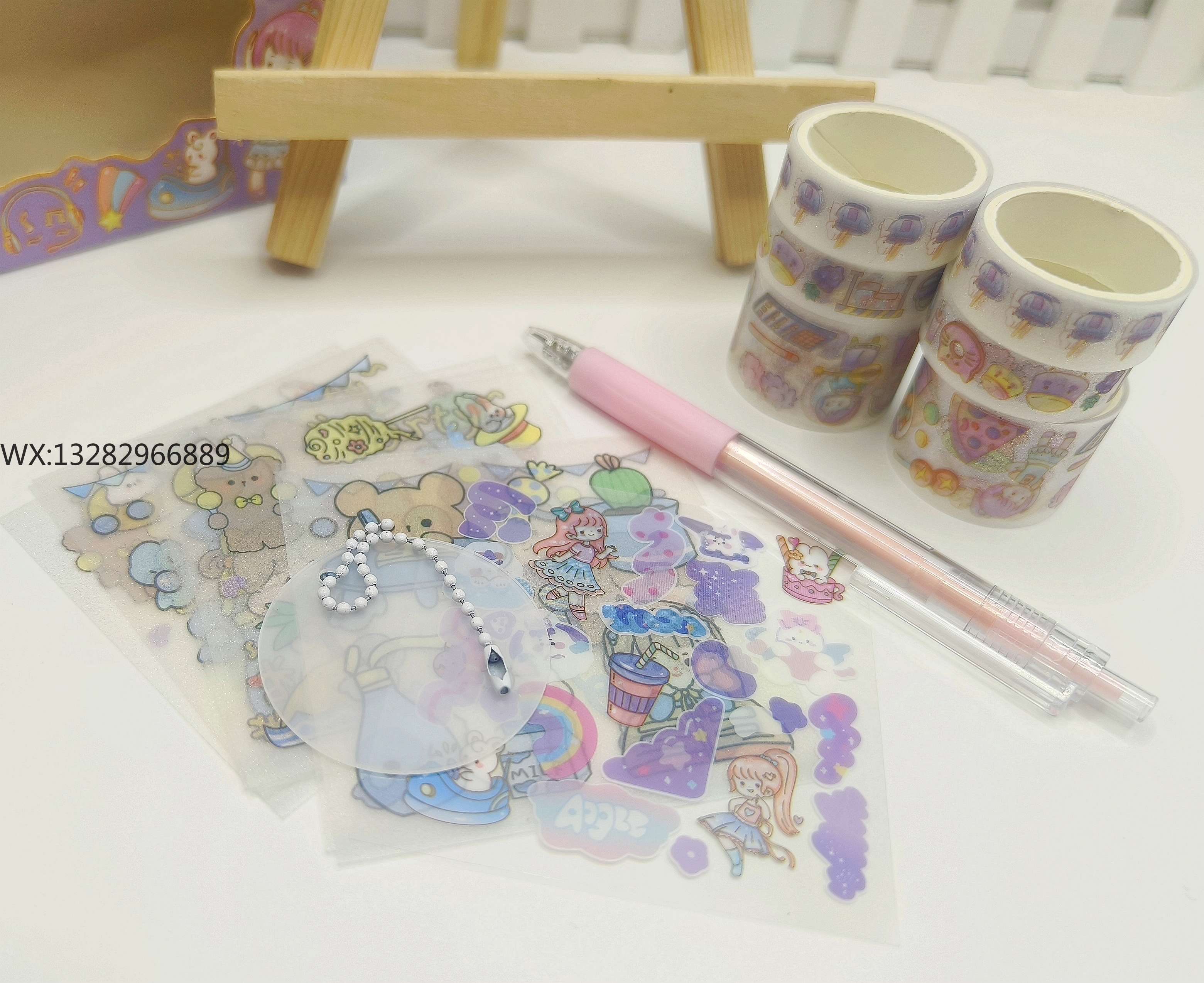 DIY Guka Journal Tape Set, portable cute girl Cartoon animal journal post, acrylic Guka Application Scenario