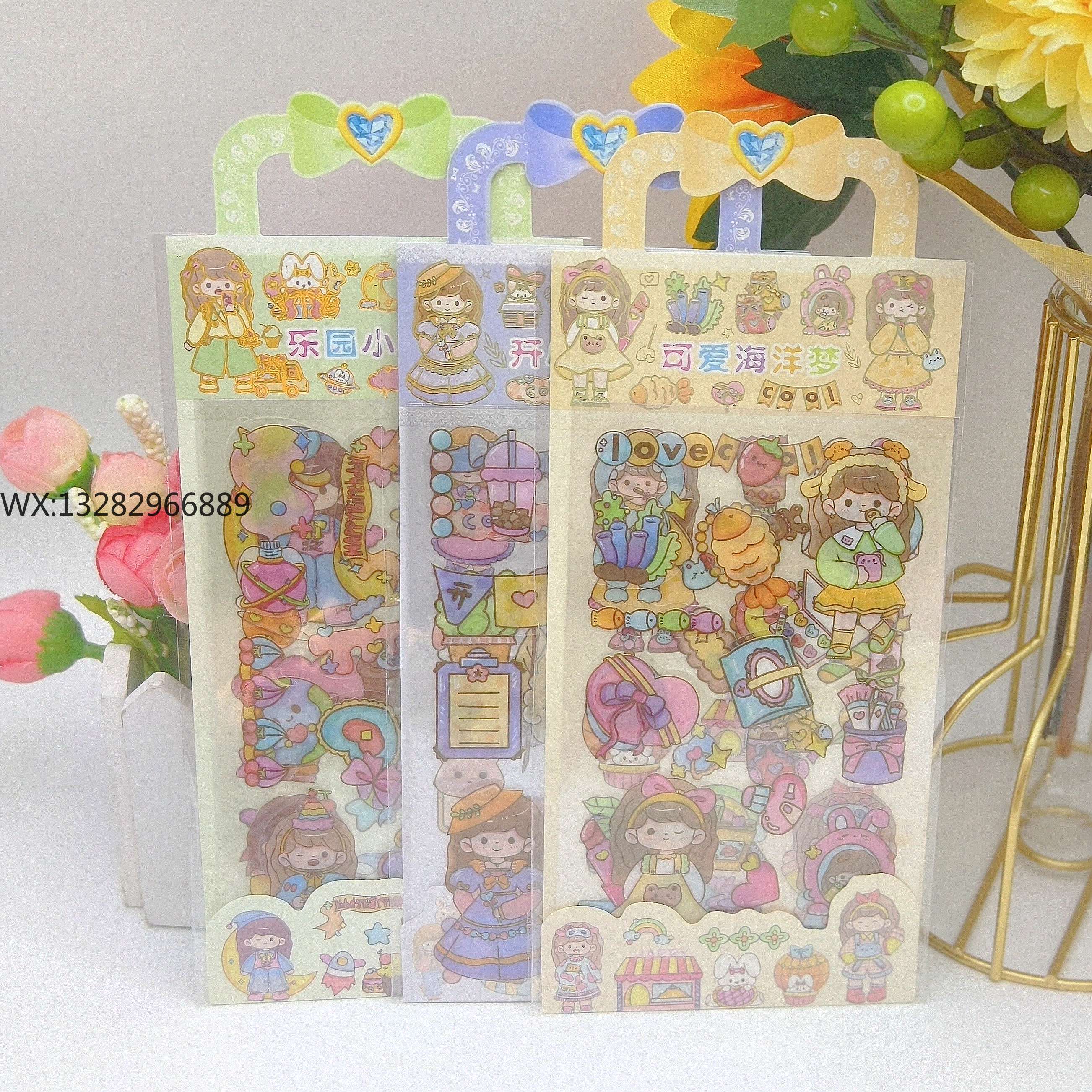 Cartoon girl creative DIY planner stickers, cute girl transparent stickers, hand-held invisible material planner stickers Item Picture