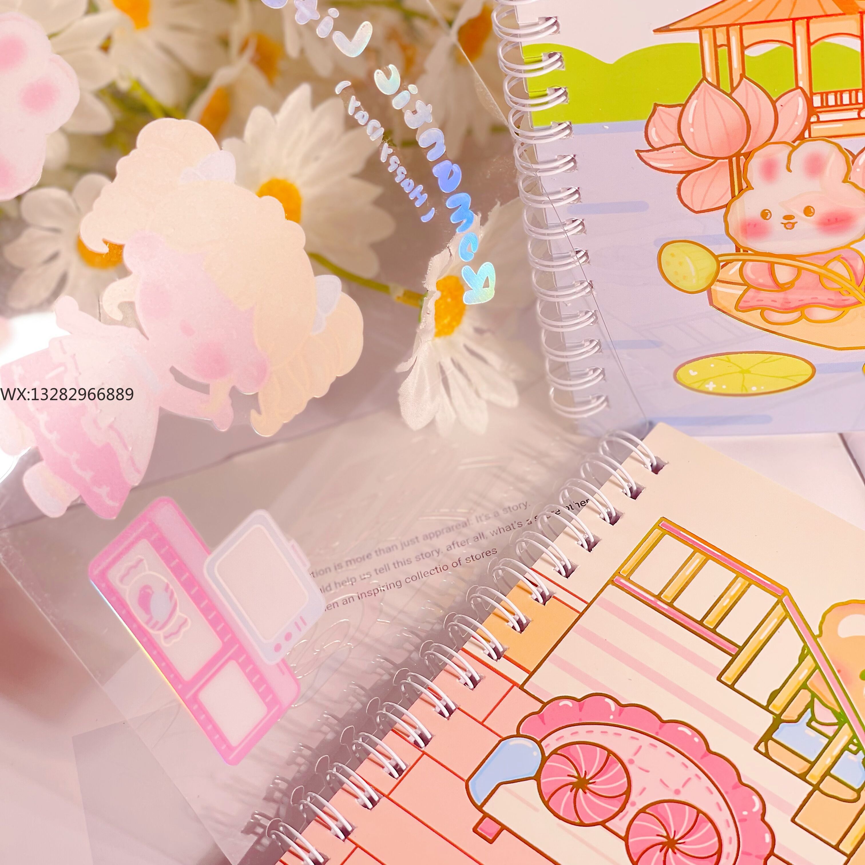 Cute coil side-flipping A5 planner coil release book Planner sticker collection album loose-leaf shovel sticker storage Specification image