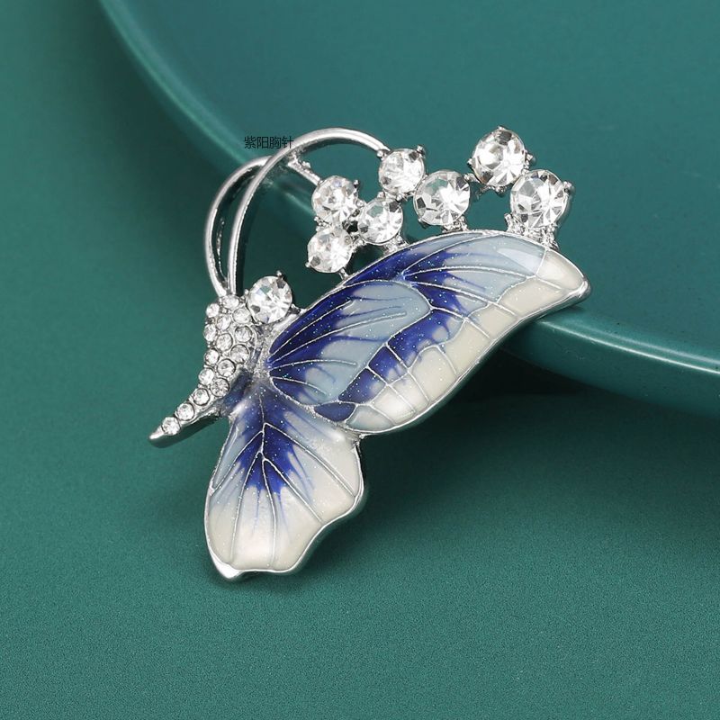 Ziyang Jewelry Factory directly sells high-end luxury brooches. New Korean style enamel oil and gas butterfly versatile clothes pin clasp brooch 2023 new butterfly brooch pic 5