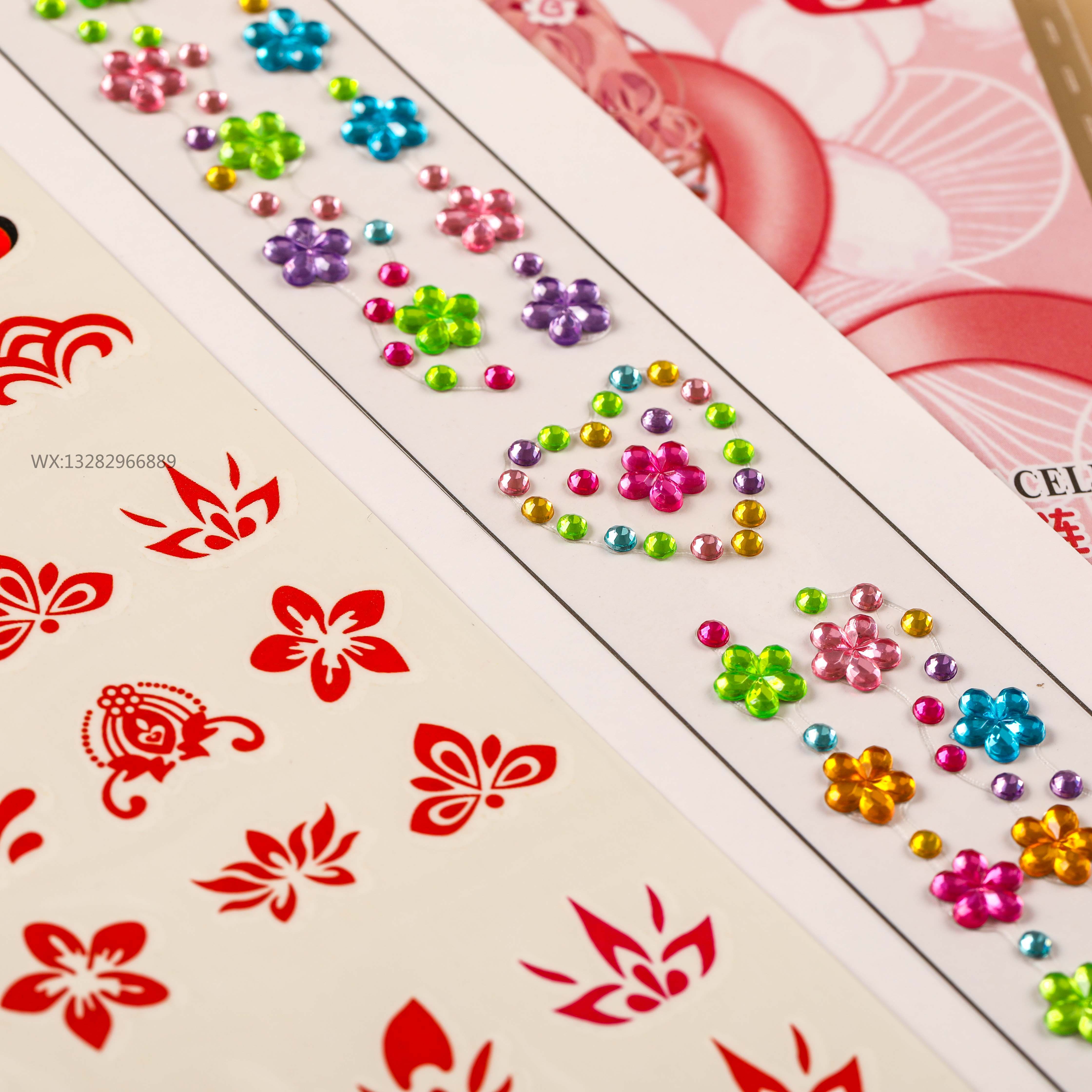 New children's watermark eyebrow center sticker, two-in-one acrylic diamond sticker, waterproof watermark tattoo, girls' forehead sticker Application Scenario
