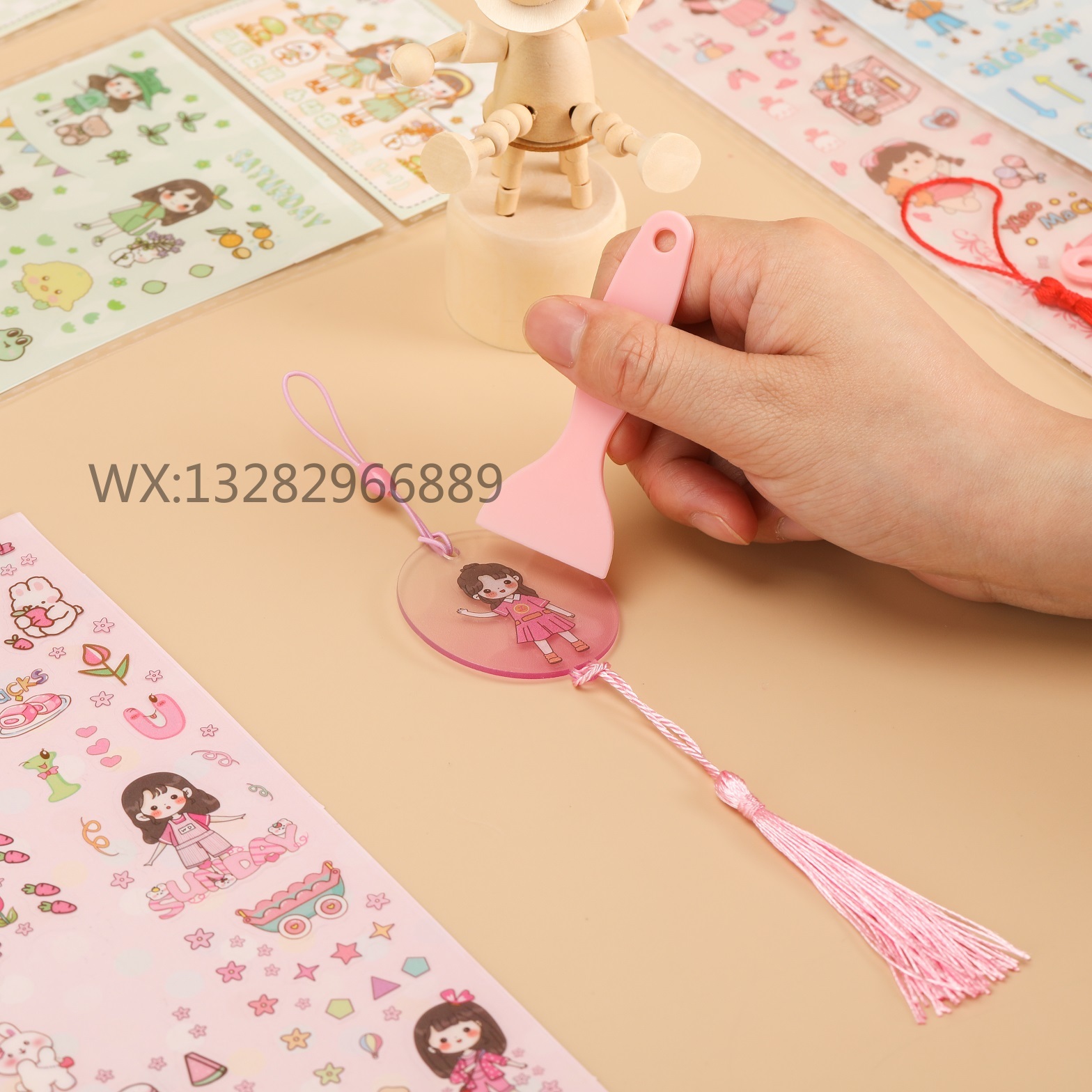 Cute girl tassel Guka Planner sticker set Acrylic gradient Guka Plate shovel planner sticker material package details Picture