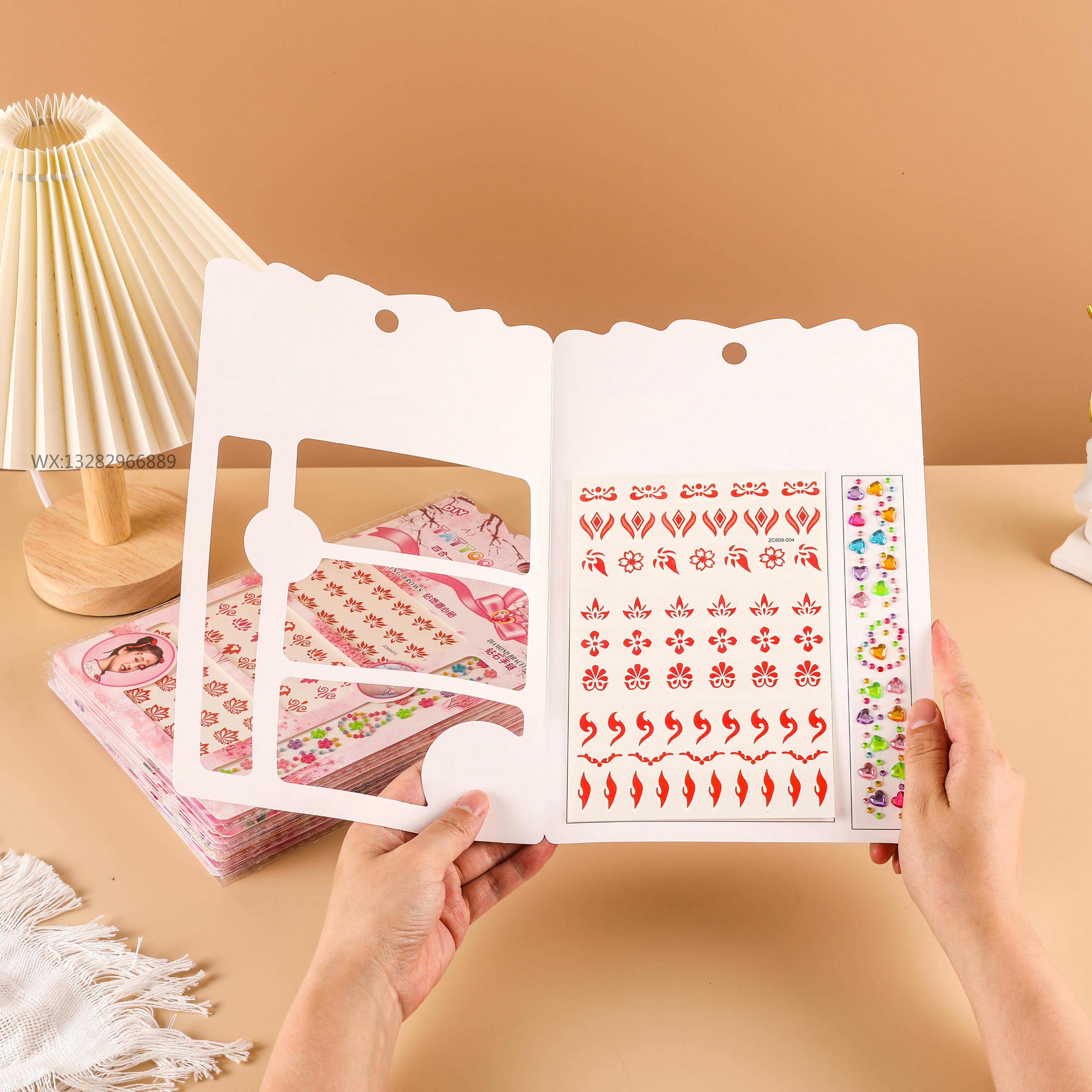 New children's watermark eyebrow center sticker, two-in-one acrylic diamond sticker, waterproof watermark tattoo, girls' forehead sticker details Picture
