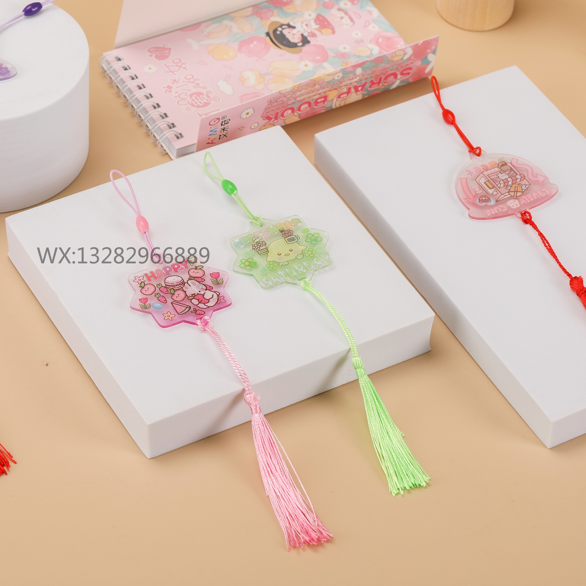 Cute girl tassel Guka Planner sticker set Acrylic gradient Guka Plate shovel planner sticker material package Item Picture