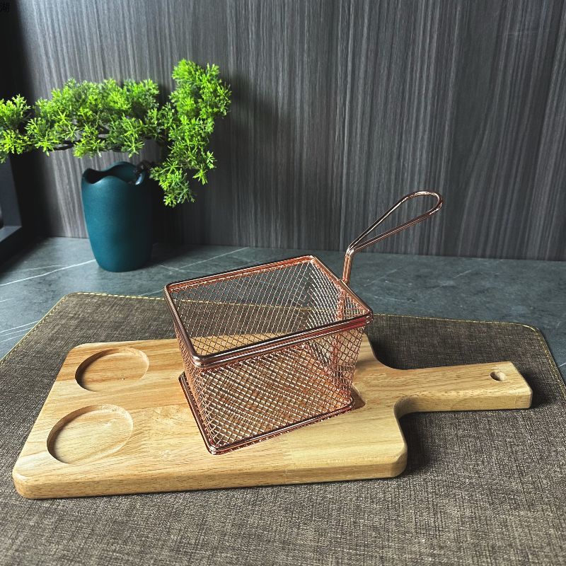 玫瑰金薯条炸筐橡木板蘸料碟套装酒店酒吧餐馆KTV用详情1