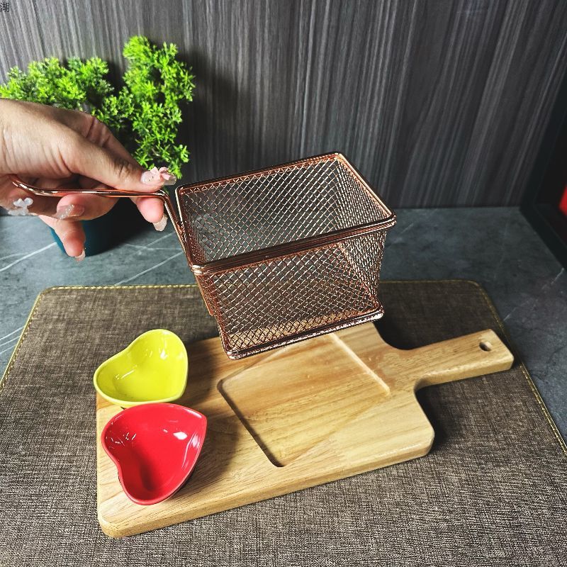 玫瑰金薯条炸筐橡木板蘸料碟套装酒店酒吧餐馆KTV用详情5