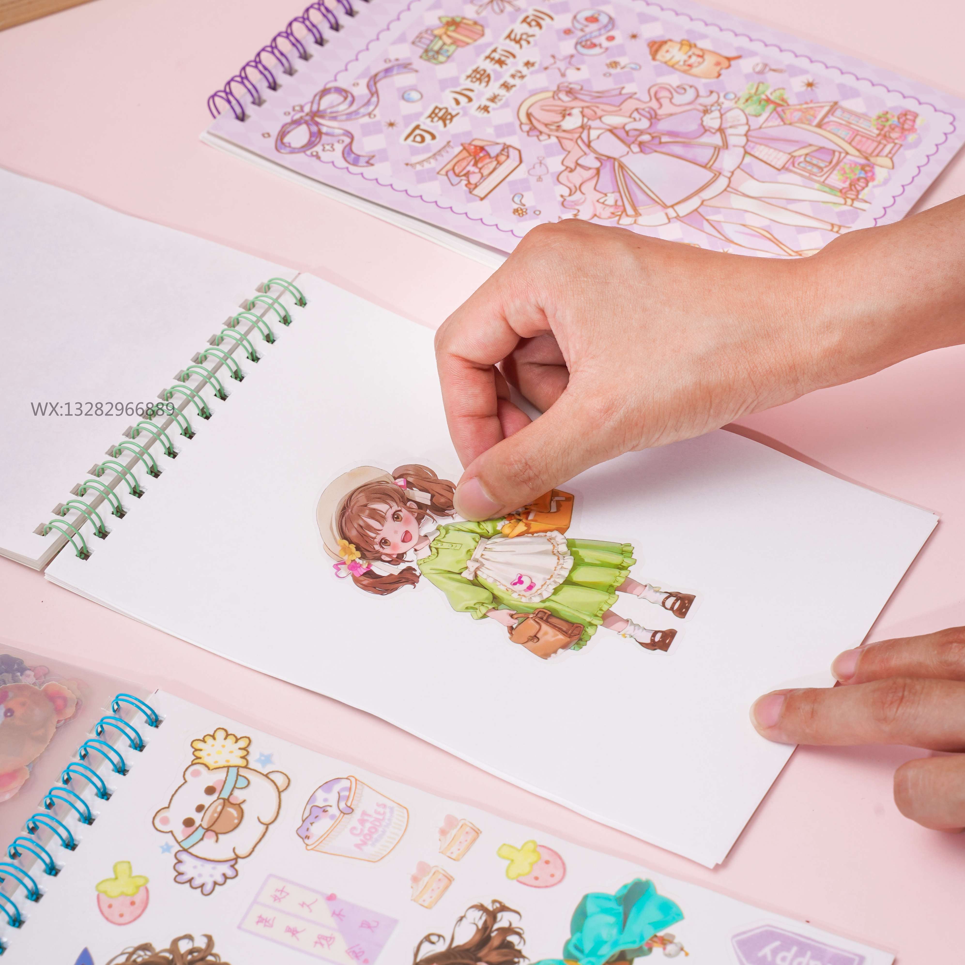 Girl dress-up sticker book material, girl dress-up planner material book, double-sided release book, planner two-in-one set Item Picture